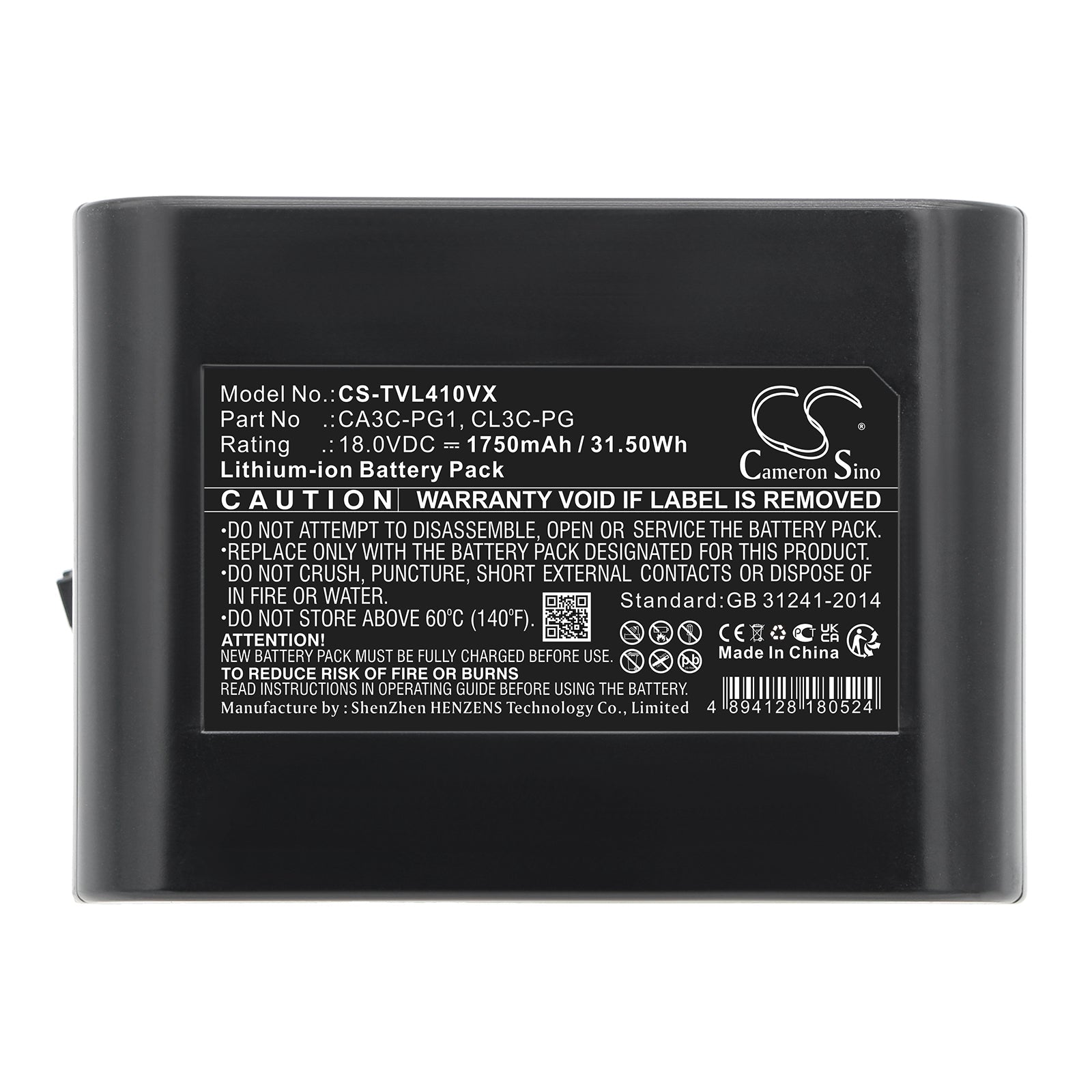Li-ion, Vacuum Battery fits Midea Vh02-vs, Toshiba Cl410ac, 18.0V, 1750mAh Vacuum Cameron Sino Technology Limited
