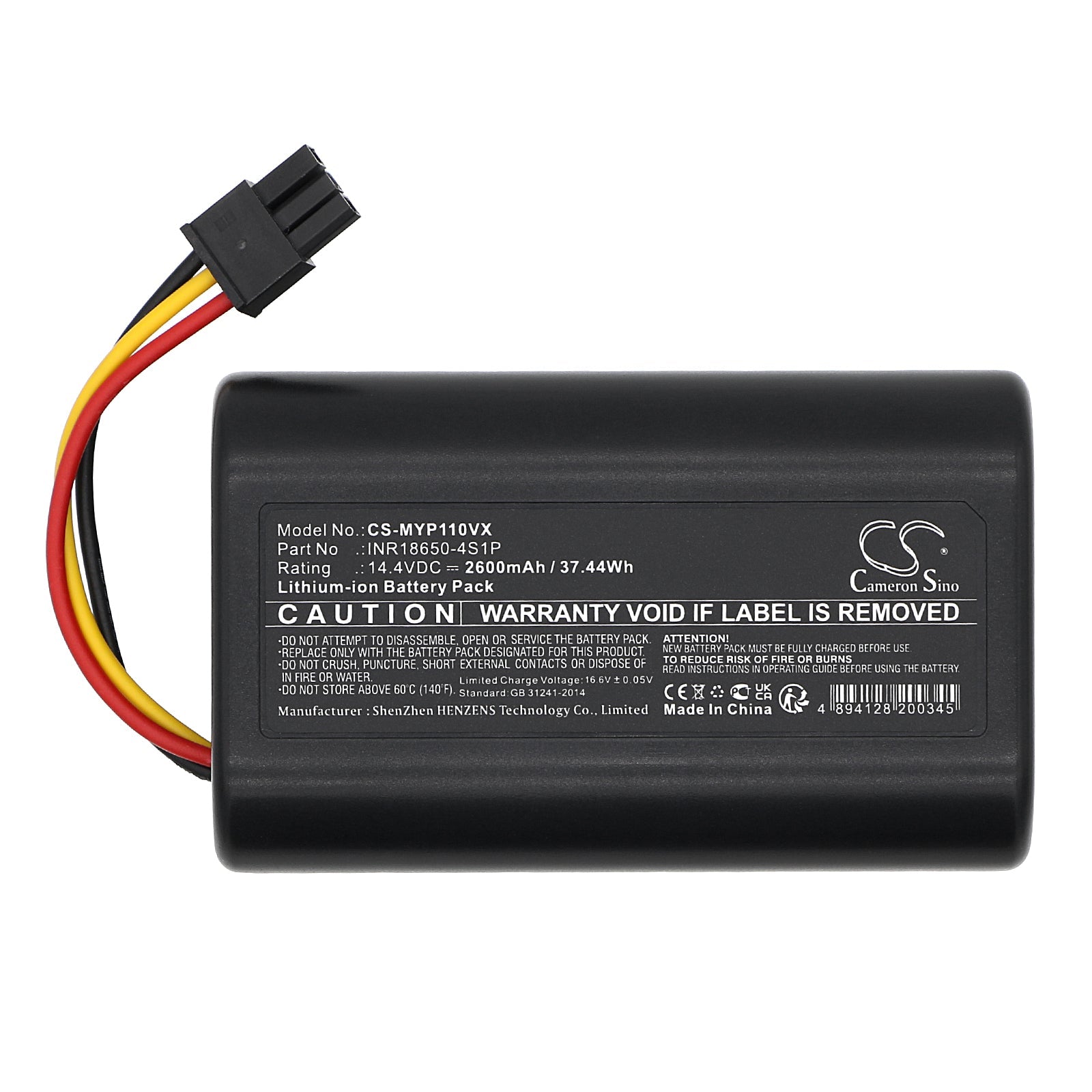 Li-ion, Vacuum Battery fits Moneual P11, 14.4V, 2600mAh Vacuum Cameron Sino Technology Limited