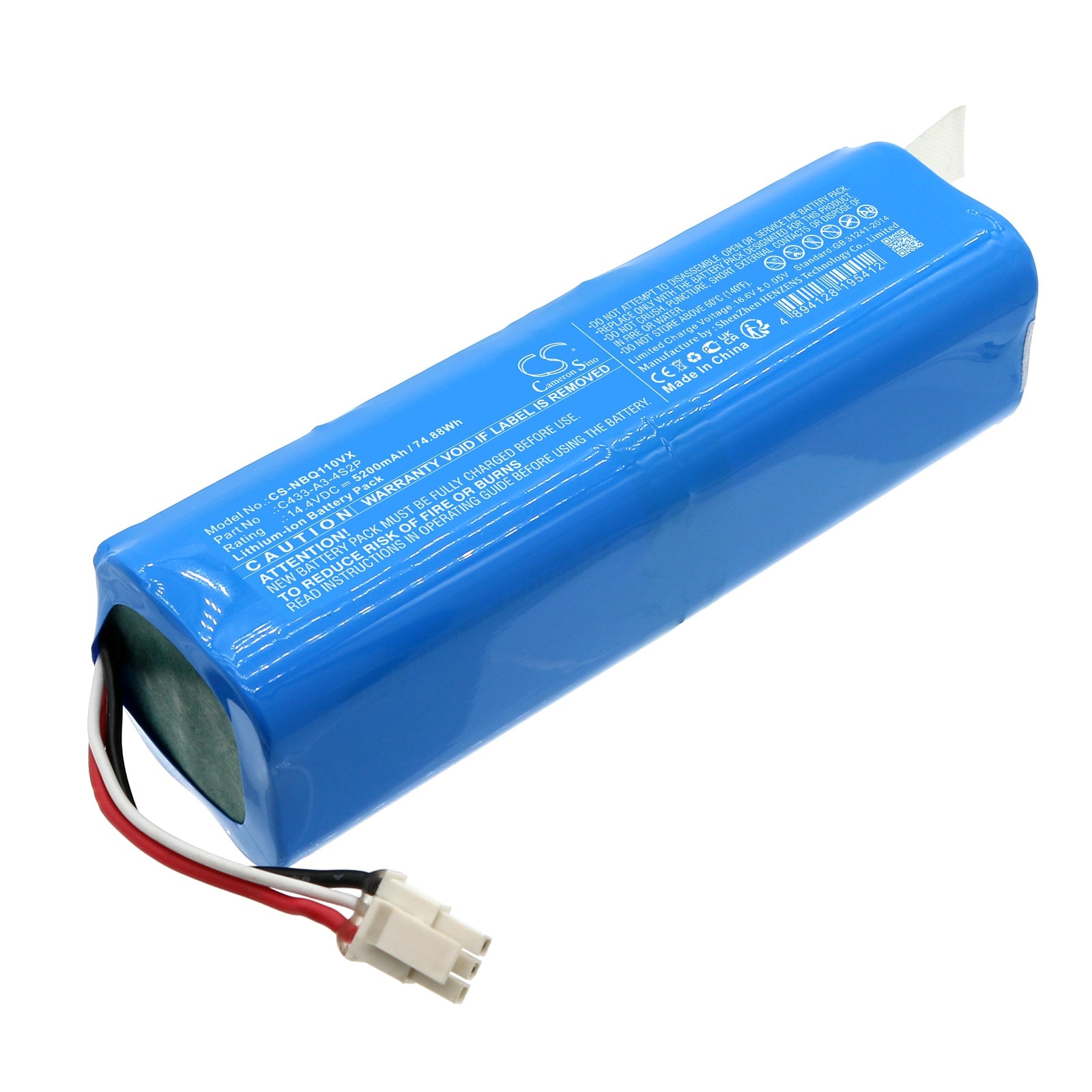 Li-ion, Vacuum Battery fits Neabot Nomo Q11, 14.40V, 5200mAh Vacuum Cameron Sino Technology Limited