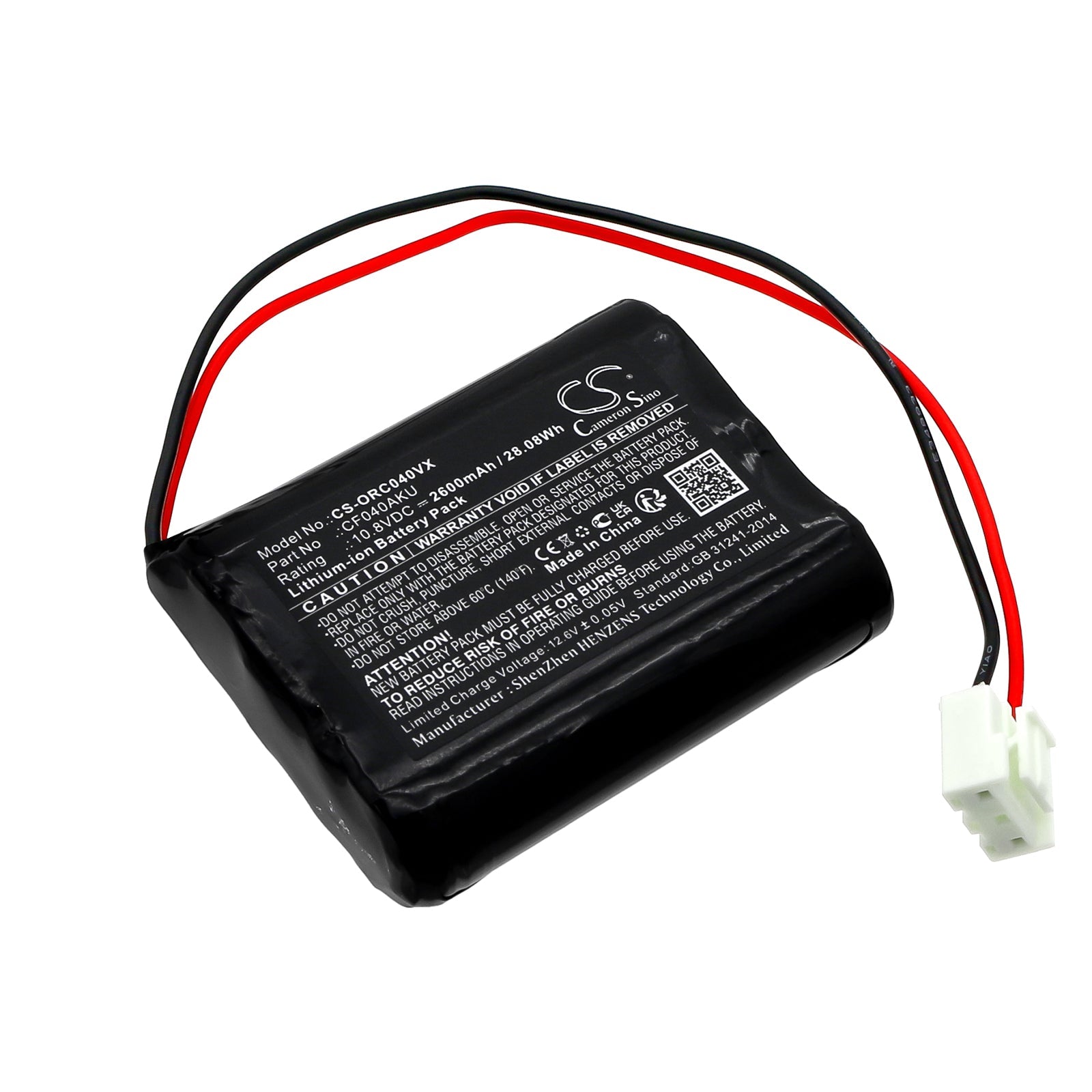 Li-ion, Vacuum Battery fits Orca 040, 10.8V, 2600mAh Vacuum Cameron Sino Technology Limited