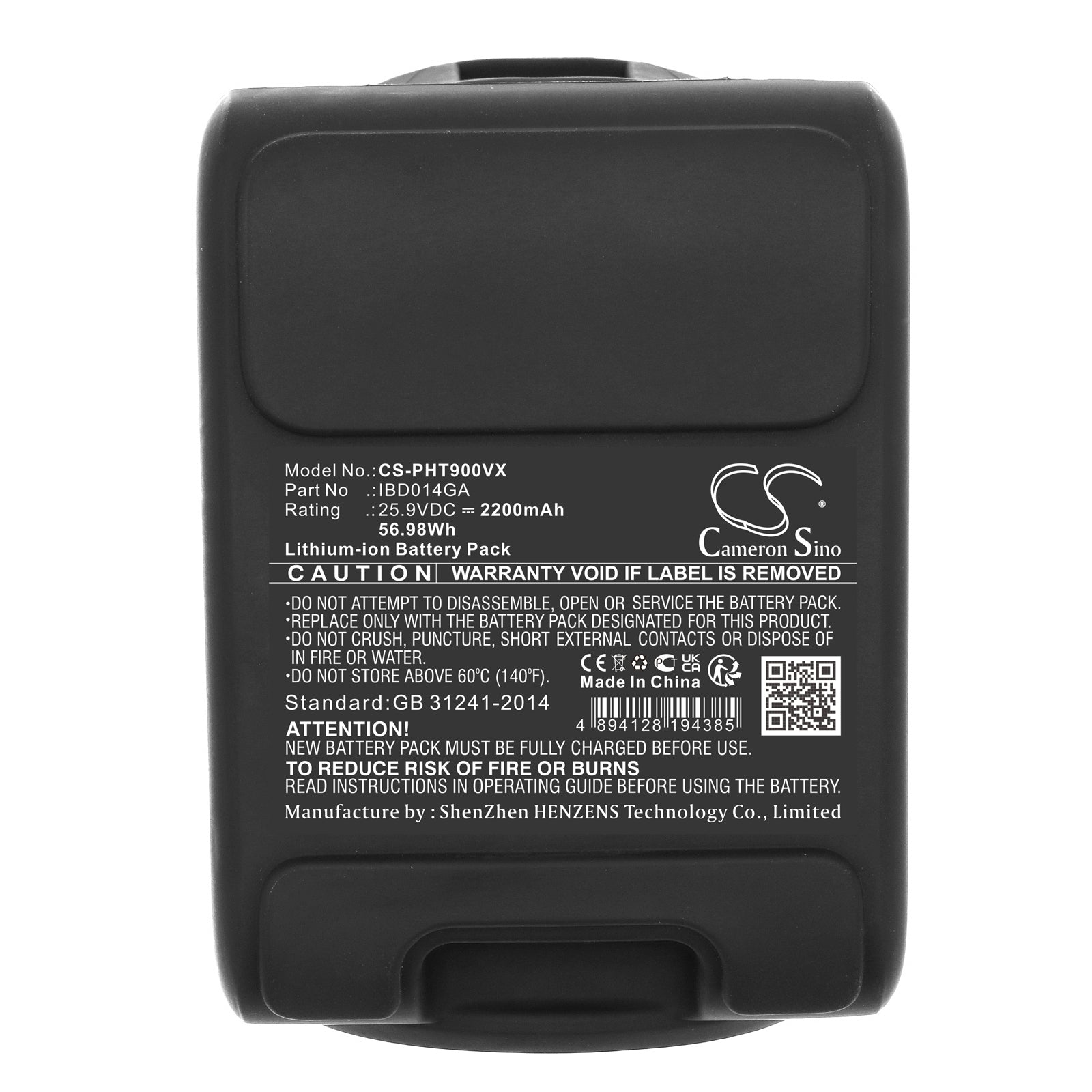 Li-ion, Vacuum Battery fits Philips Aquatrio 9000, Aquatrio Cordless 9000, 25.9V, 2200mAh Vacuum Cameron Sino Technology Limited