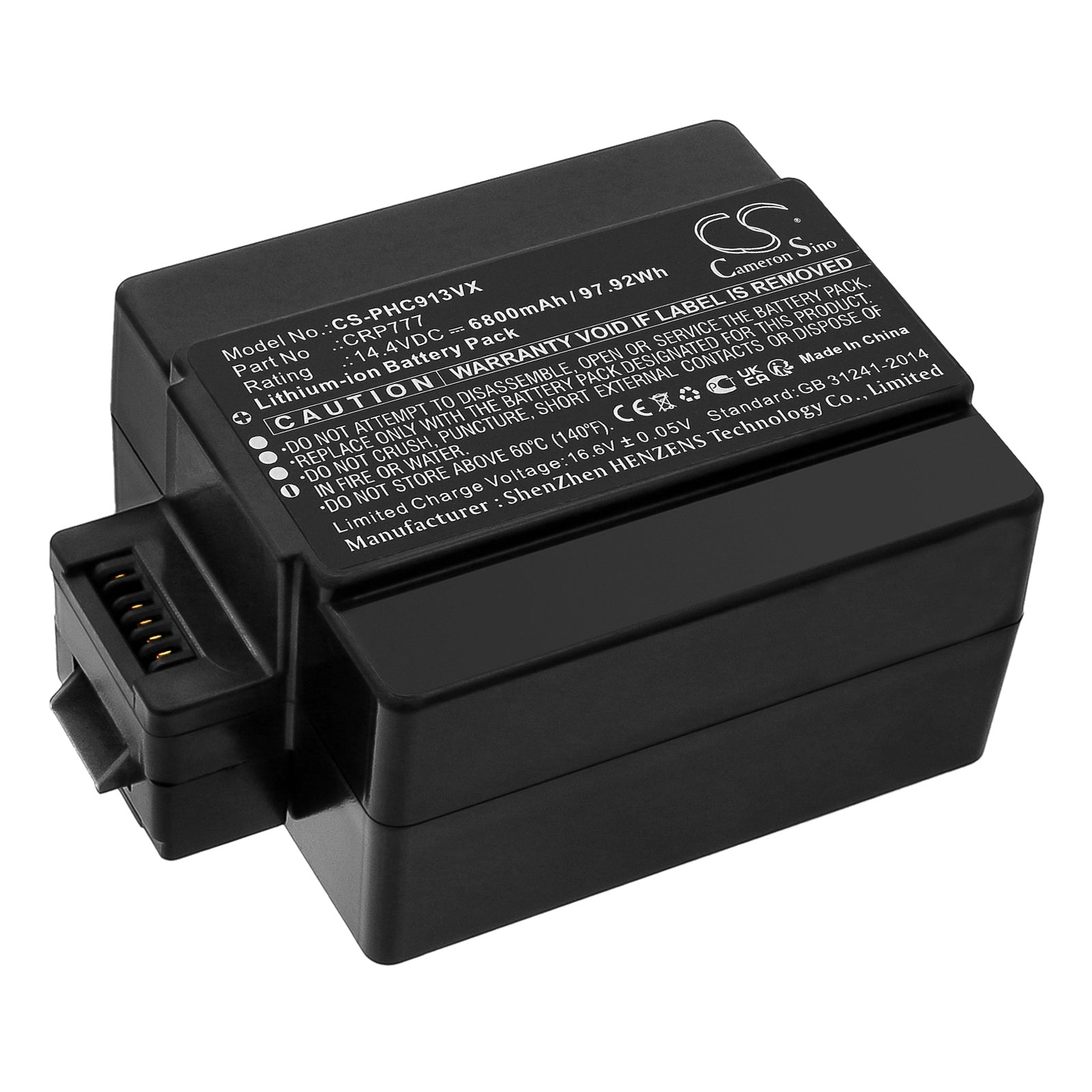 Li-ion, Vacuum Battery fits Philips Crp777, Crp777/01, 14.4V, 6800mAh Vacuum Cameron Sino Technology Limited
