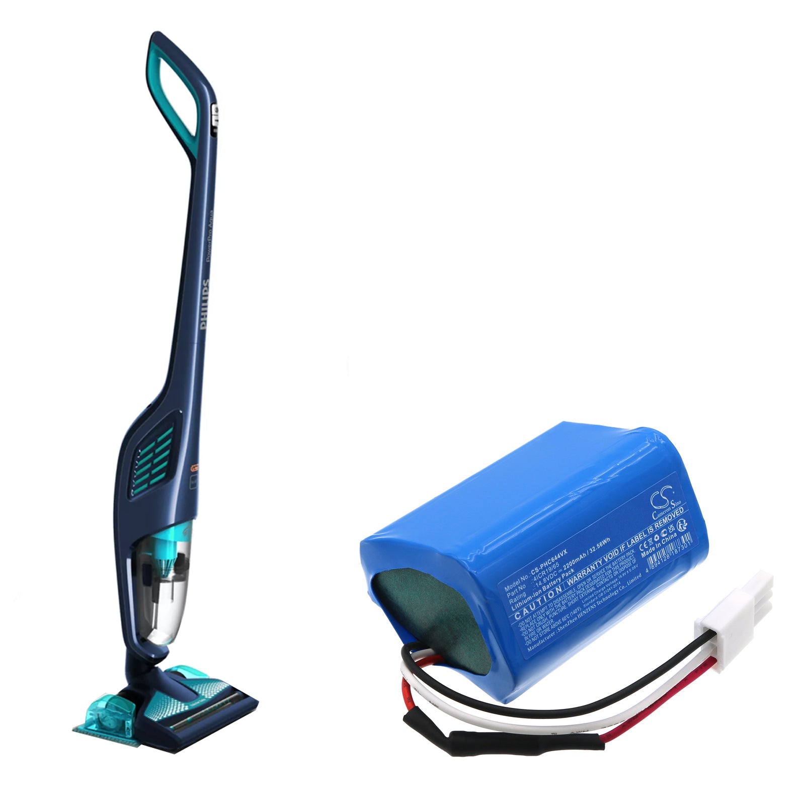 Li-ion, Vacuum Battery fits Philips Fc6400, Fc6400/01, 14.8V, 2200mAh Vacuum Cameron Sino Technology Limited