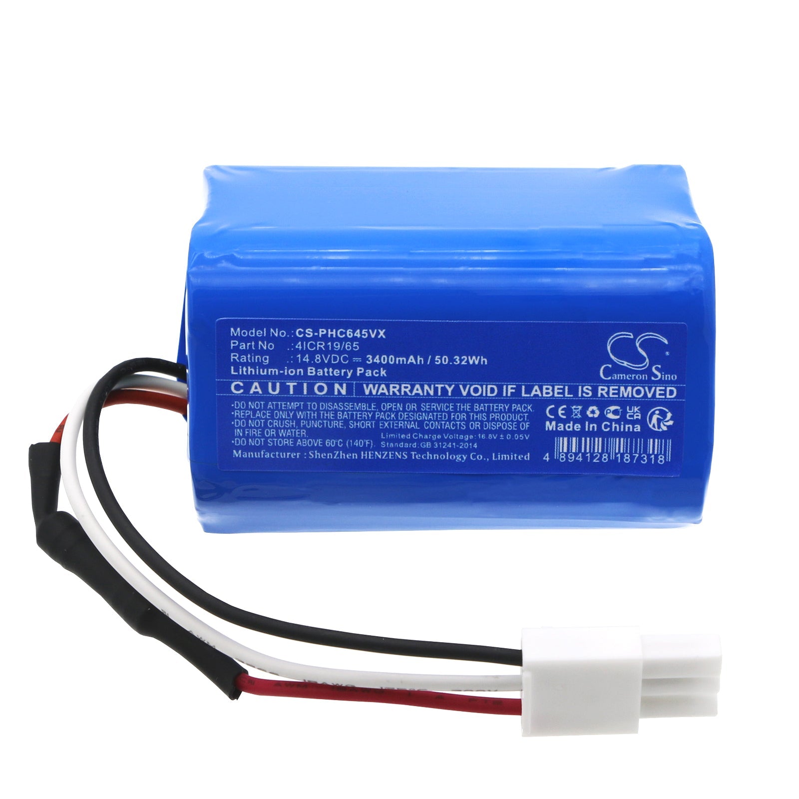 Li-ion, Vacuum Battery fits Philips Fc6400, Fc6400/01, 14.8V, 3400mAh Vacuum Cameron Sino Technology Limited