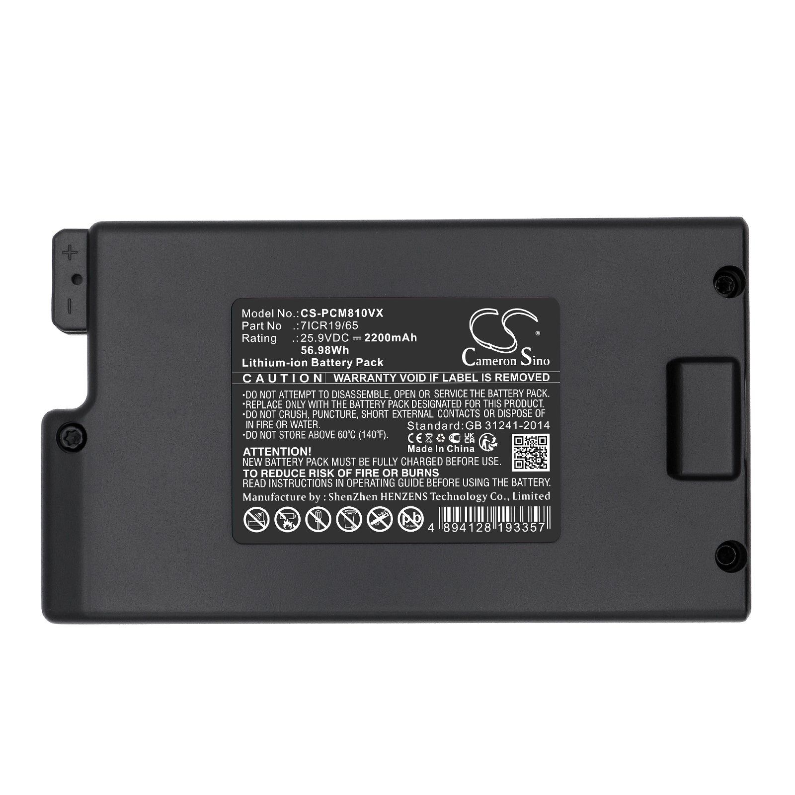 Li-ion, Vacuum Battery fits Proscenic P8, P8 Plus, 25.9V, 2200mAh Vacuum Cameron Sino Technology Limited