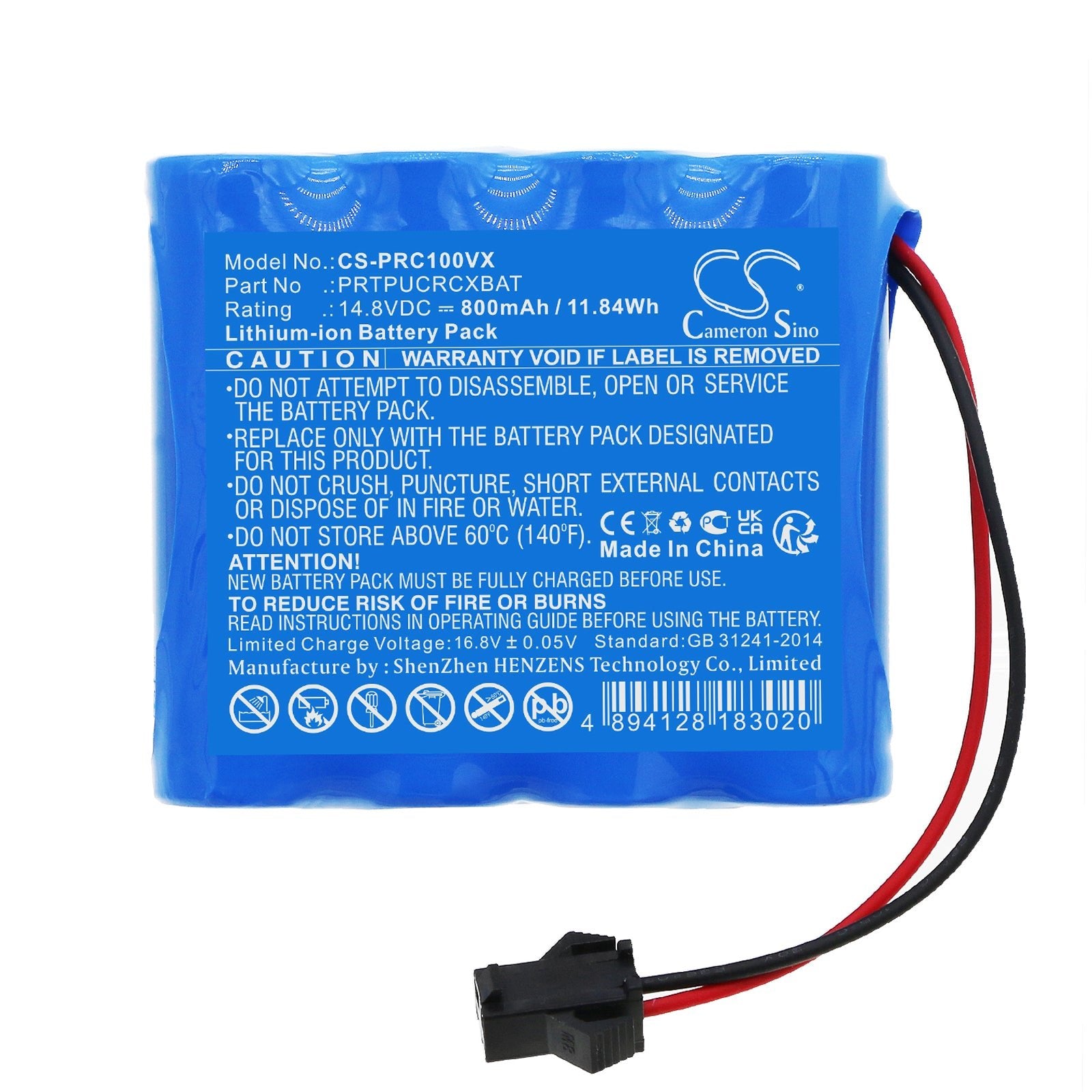 Li-ion, Vacuum Battery fits Pyle Pucrcx10, 14.8V, 800mAh Vacuum Cameron Sino Technology Limited