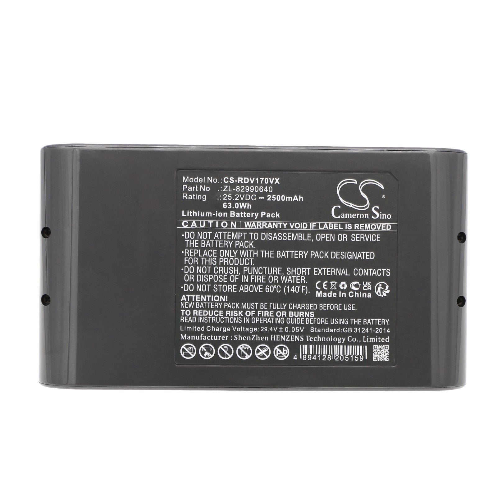 Li-ion, Vacuum Battery fits Redroad V17, 25.2V, 2500mAh Vacuum Cameron Sino Technology Limited