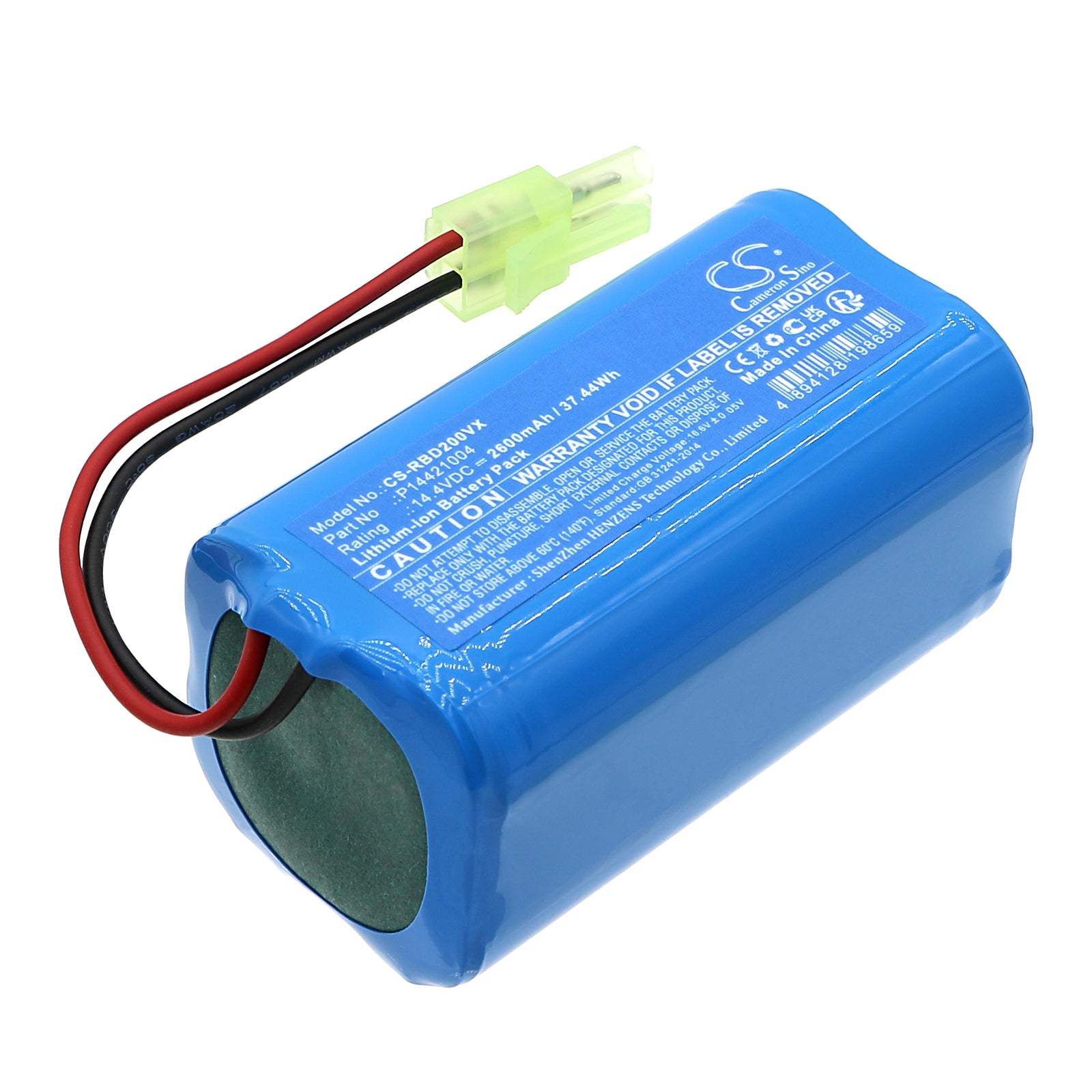 Li-ion, Vacuum Battery fits Robojet Duel, Duel 2, 14.4V, 2600mAh Vacuum Cameron Sino Technology Limited