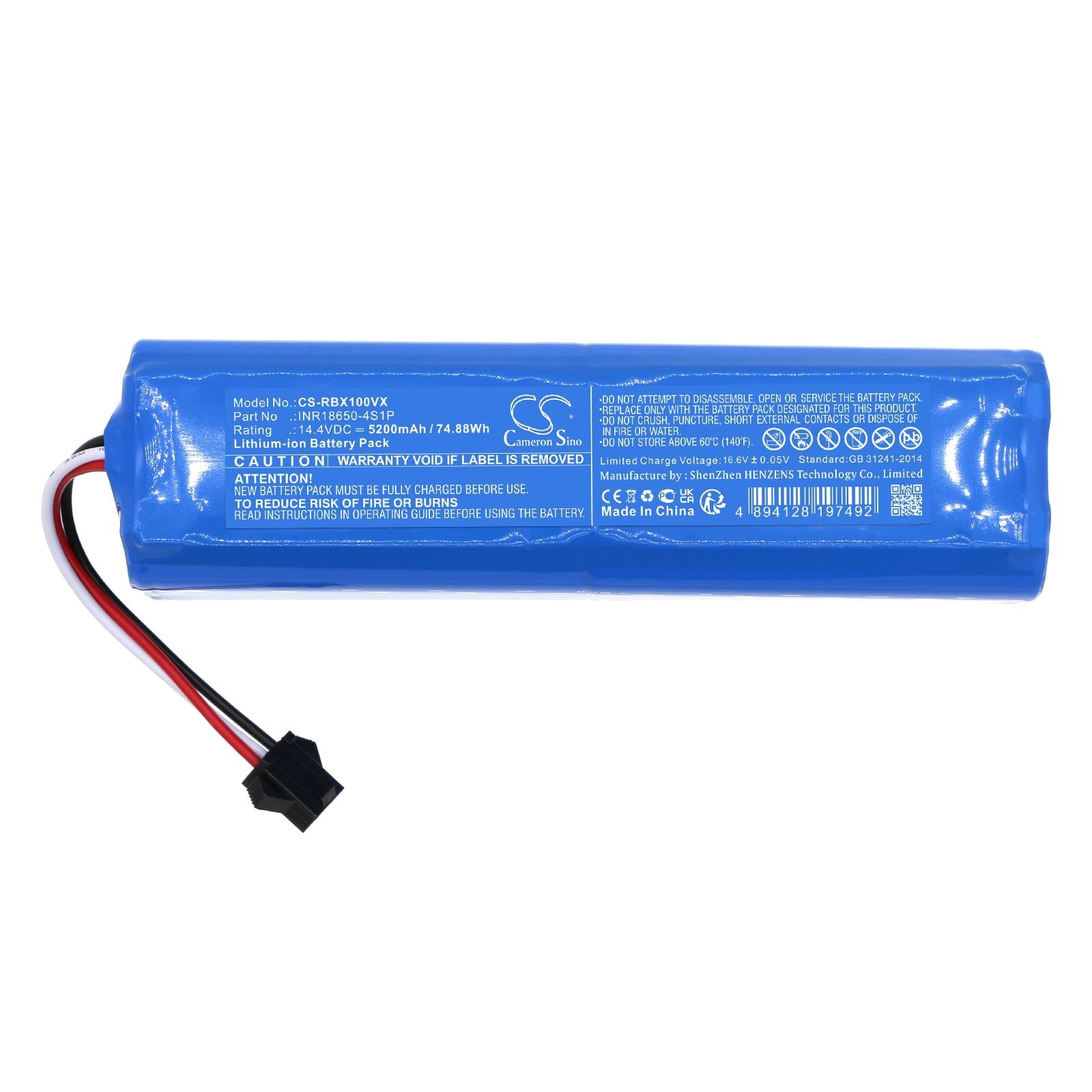 Li-ion, Vacuum Battery fits Robojet Force, X-level, 14.4V, 5200mAh Vacuum Cameron Sino Technology Limited