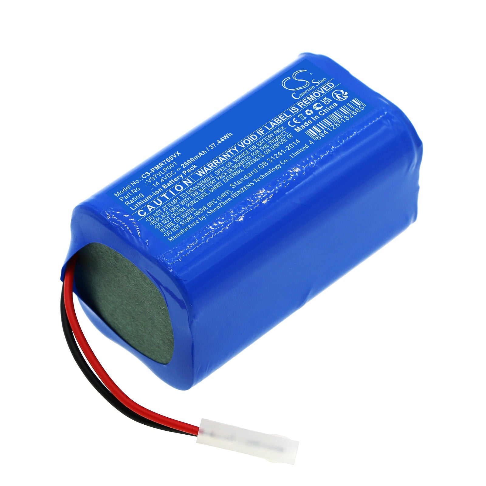 Li-ion, Vacuum Battery fits Robojet X-force, Panasonic Mc-8r76c, 14.4V, 2600mAh Vacuum Cameron Sino Technology Limited