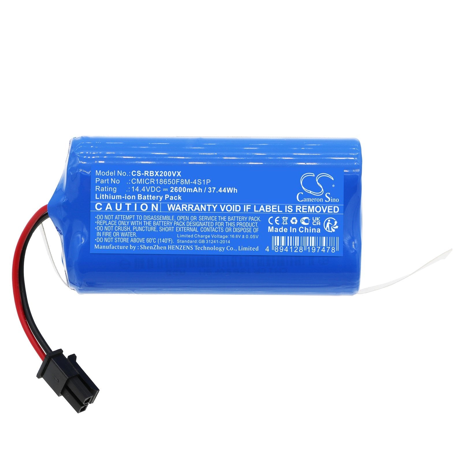 Li-ion, Vacuum Battery fits Robojet X-one 2, X-one 2 Pro, 14.4V, 2600mAh Vacuum Cameron Sino Technology Limited