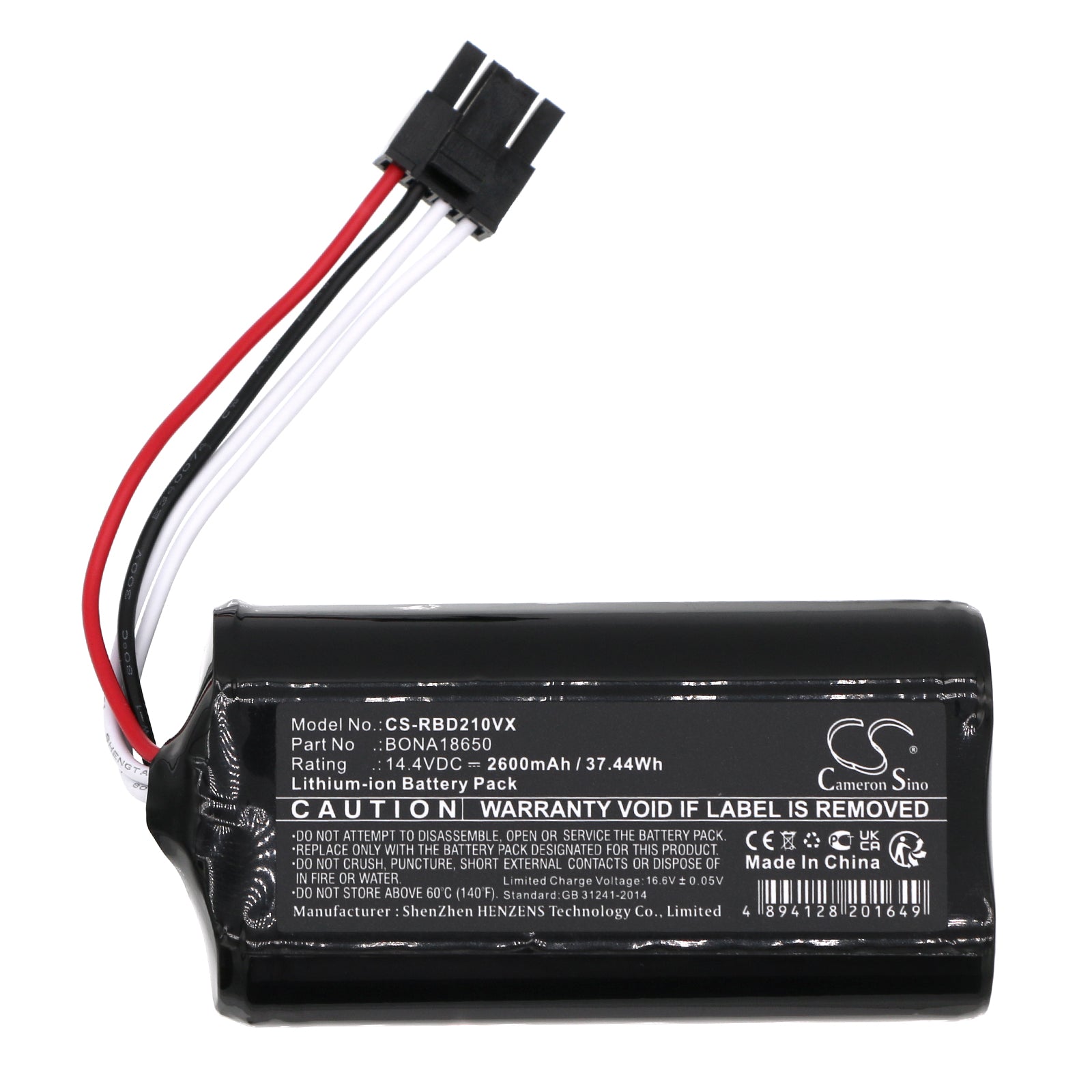 Li-ion, Vacuum Battery fits Robzone Duoro Xclean Generace 5.0, Duoro Xclean Generace Ng 4.0, 14.4V, 2600mAh Vacuum Cameron Sino Technology Limited