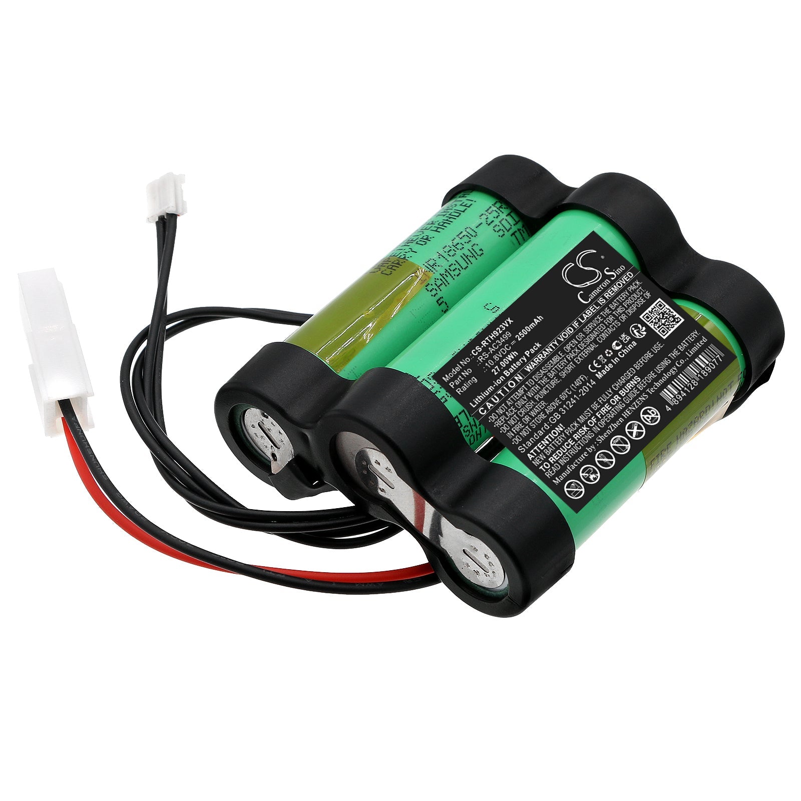 Li-ion, Vacuum Battery fits Rowenta Ac923501, Ac923501/9a0, 10.8V, 2500mAh Vacuum Cameron Sino Technology Limited