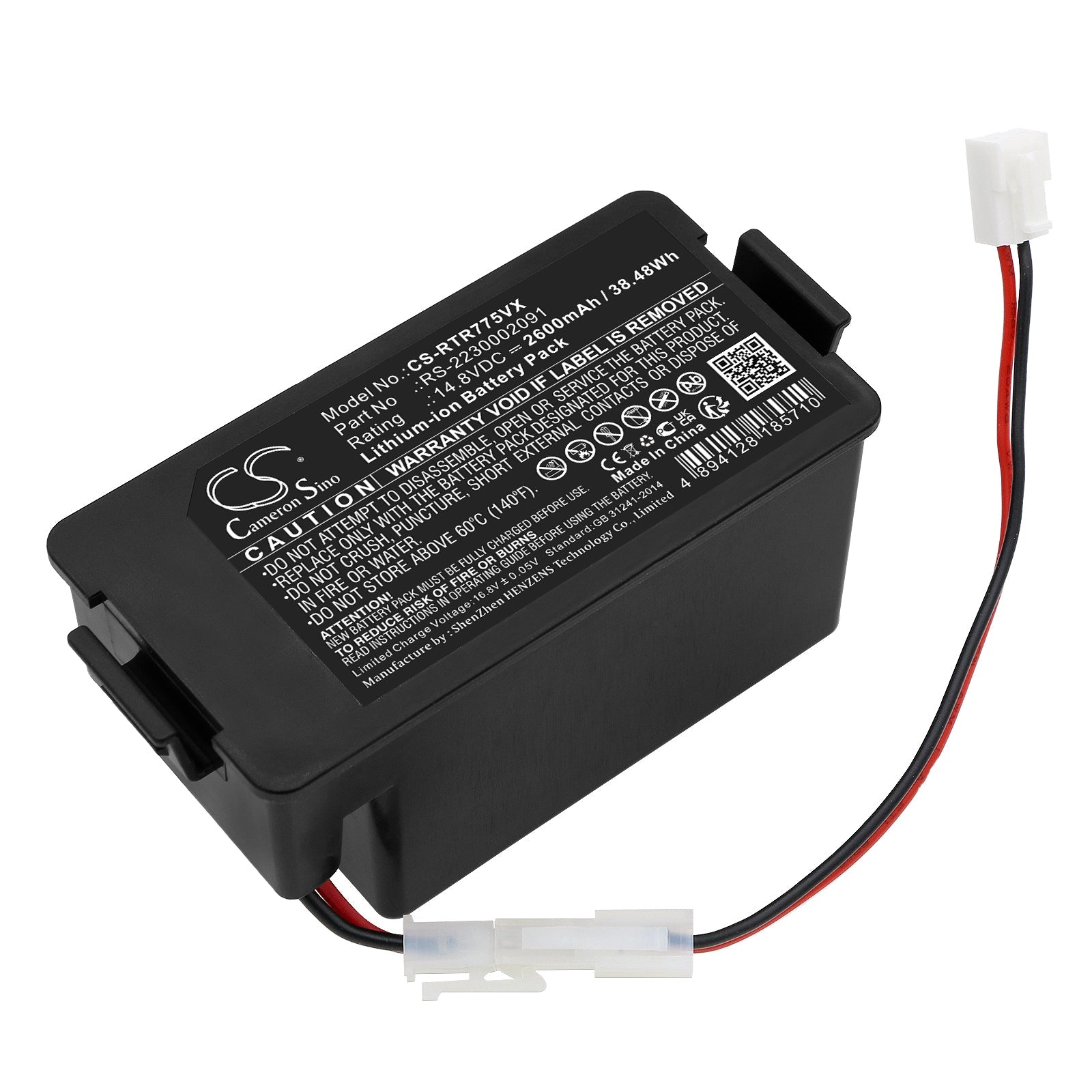 Li-ion, Vacuum Battery fits Rowenta Explorer 80, Rr 7747 Wh 4q0, 14.8V, 2600mAh Vacuum Cameron Sino Technology Limited