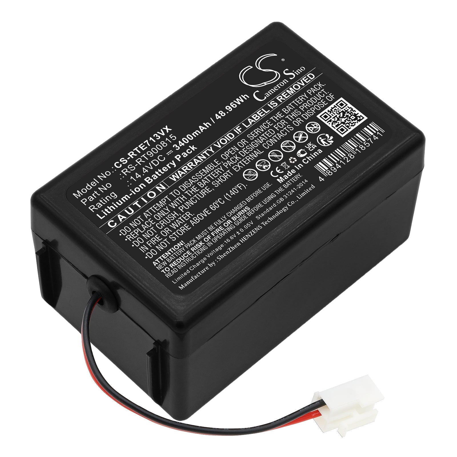 Li-ion, Vacuum Battery fits Rowenta Rr7126, Rr7133, 14.4V, 3400mAh Vacuum Cameron Sino Technology Limited