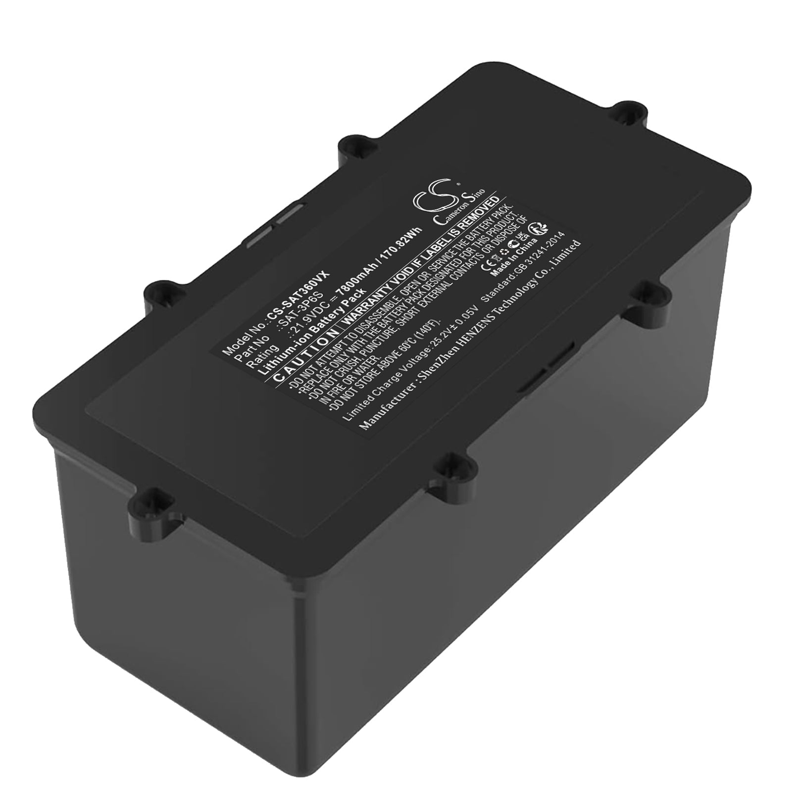 Li-ion, Vacuum Battery fits Seauto Sat-3p6s, Smart Robotic Pool Cleaner, 21.9V, 7800mAh Vacuum Cameron Sino Technology Limited