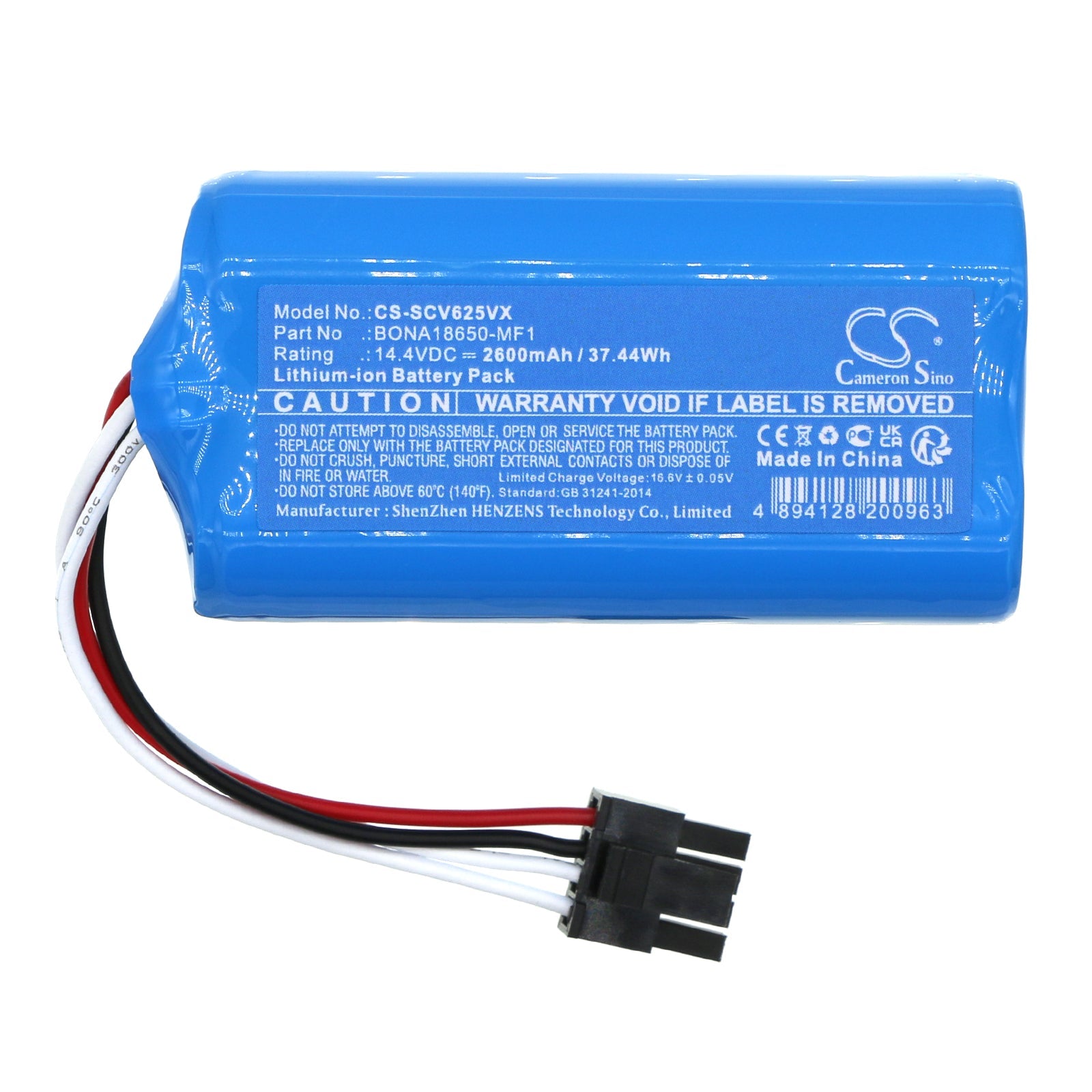 Li-ion, Vacuum Battery fits Sencor Sencor Srv 4000gd-eu3, Srv 4000, 14.4V, 2600mAh Vacuum Cameron Sino Technology Limited