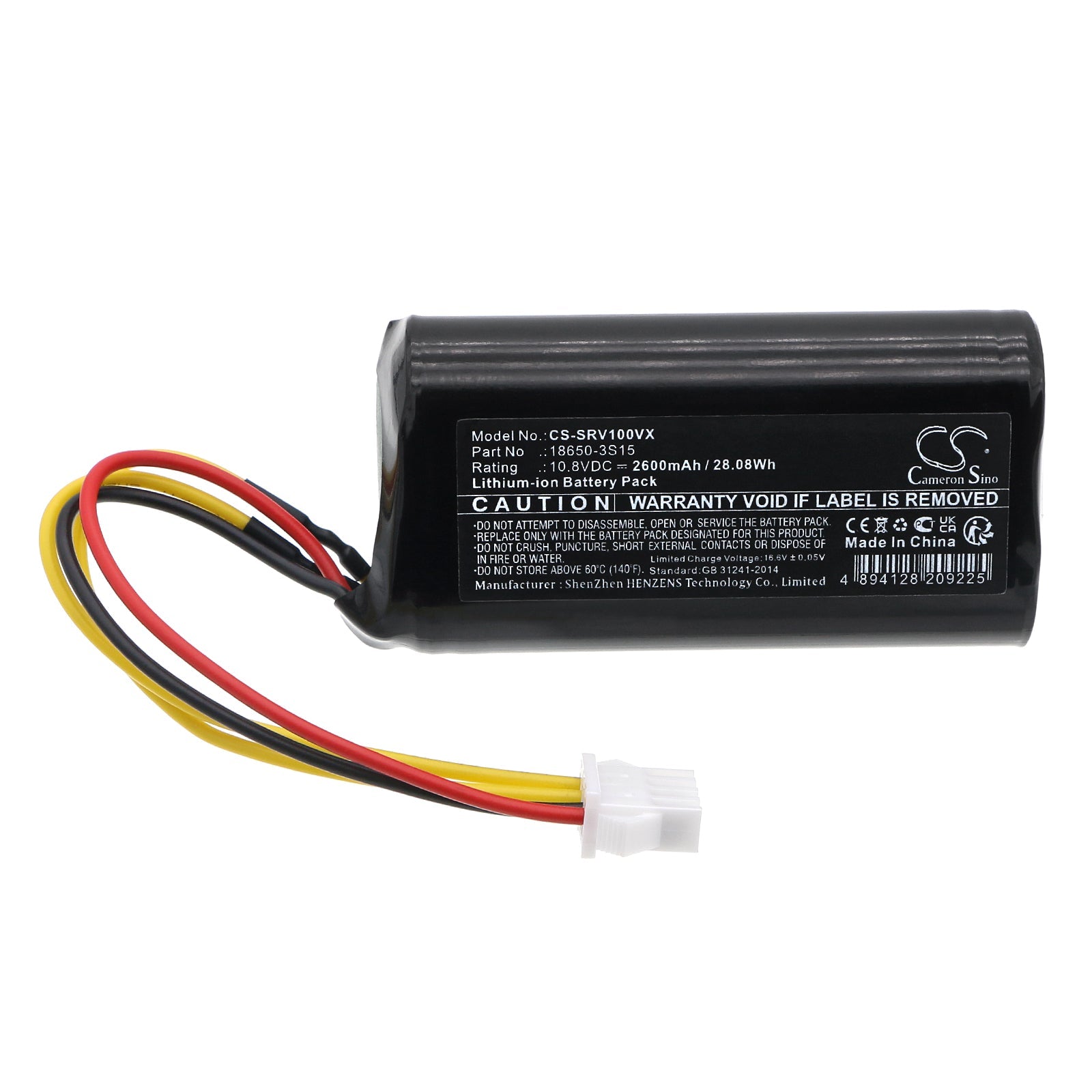 Li-ion, Vacuum Battery fits Sencor Srv 1000, Srv 1000sl, 10.8V, 2600mAh Vacuum Cameron Sino Technology Limited