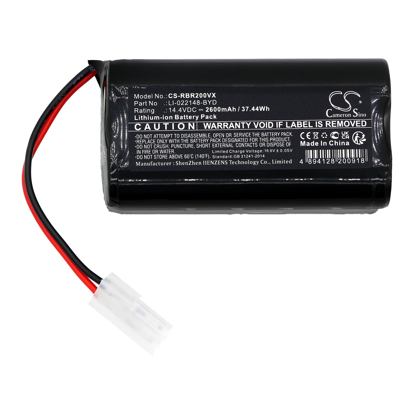 Li-ion, Vacuum Battery fits Sencor Srv 6110bk, Robzone Bralko Galaxy, 14.4V, 2600mAh Vacuum Cameron Sino Technology Limited