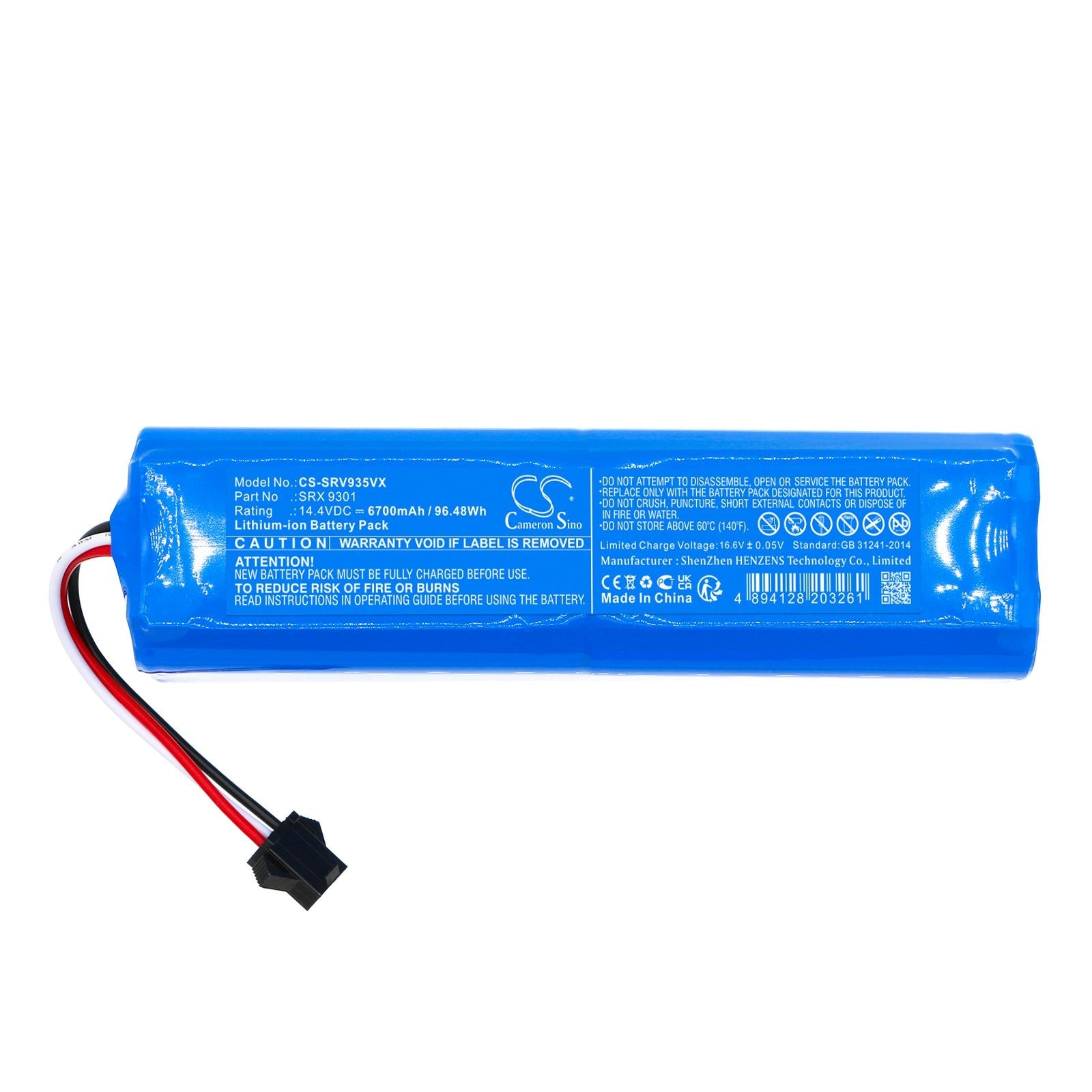Li-ion, Vacuum Battery fits Sencor Srv 9350wh, Srv 9385wh, 14.4V, 6700mAh Vacuum Cameron Sino Technology Limited
