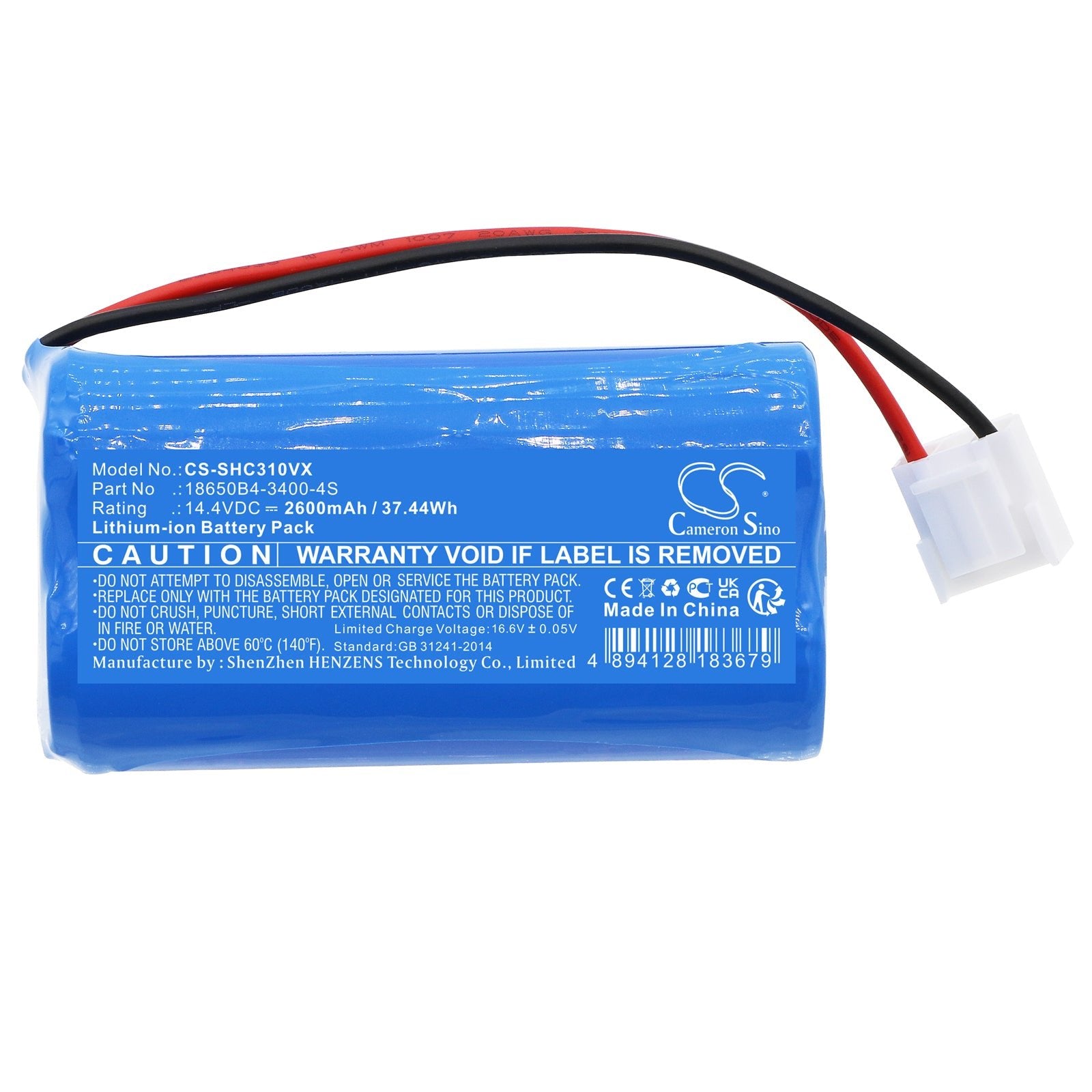 Li-ion, Vacuum Battery fits Shark C3 Mini, Snc-c3 Mini, 14.4V, 2600mAh Vacuum Cameron Sino Technology Limited