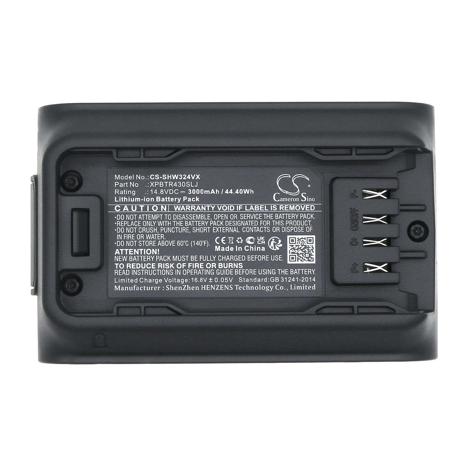 Li-ion, Vacuum Battery fits Shark Cleansense Iq+, Iw3241jsl, 14.8V, 3000mAh Vacuum Cameron Sino Technology Limited