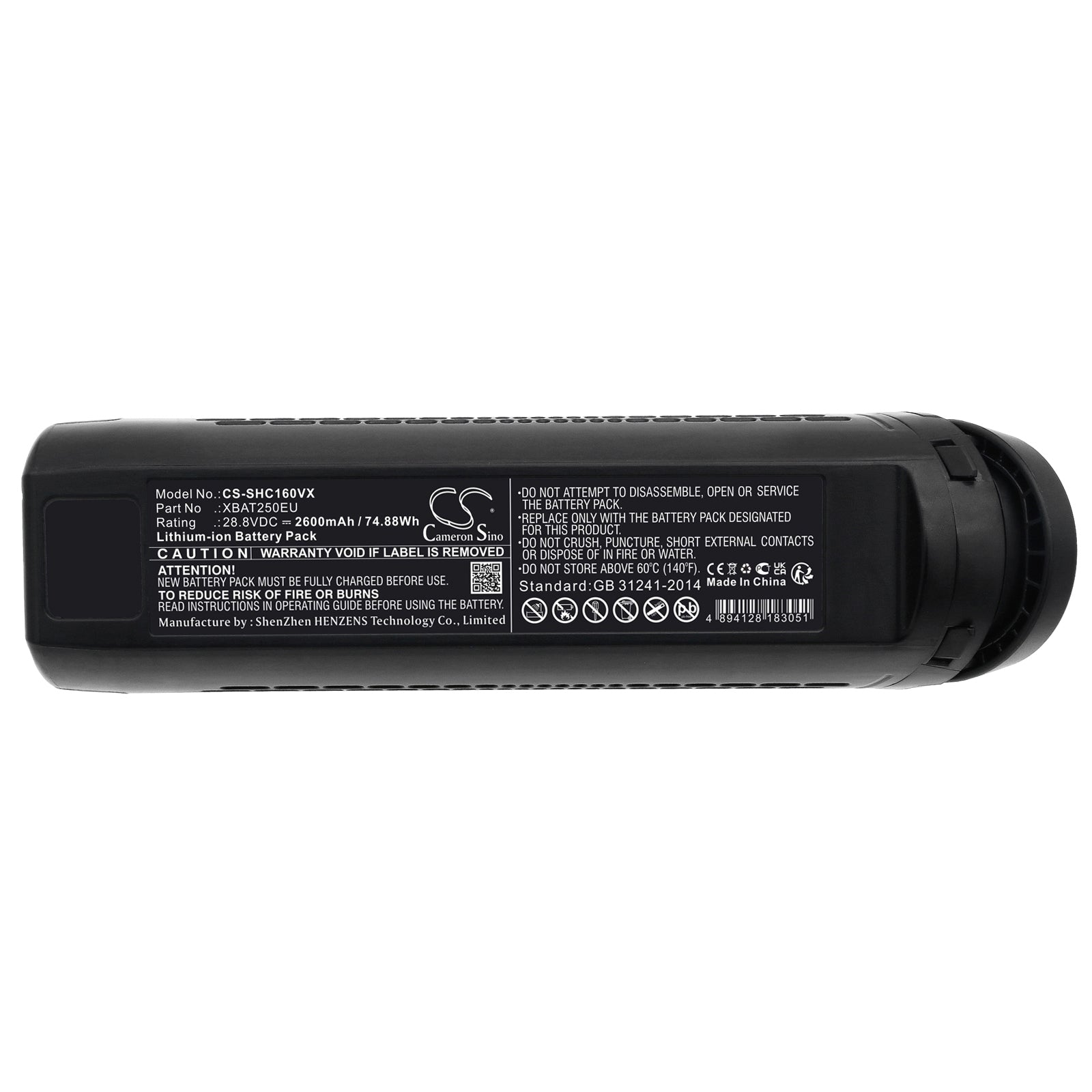 Li-ion, Vacuum Battery fits Shark Ic160, Ic160uk/t, 28.8V, 2600mAh Vacuum Cameron Sino Technology Limited