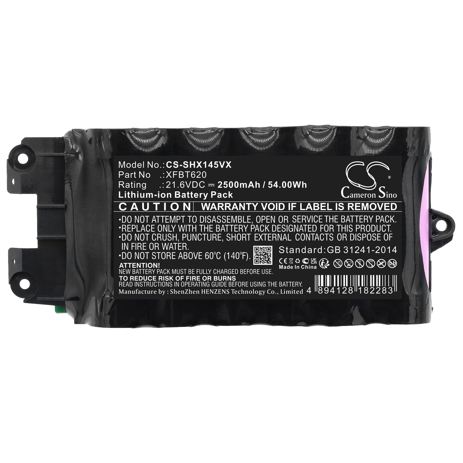 Li-ion, Vacuum Battery fits Shark Ix140, Ix140c, 21.6V, 2500mAh Vacuum Cameron Sino Technology Limited