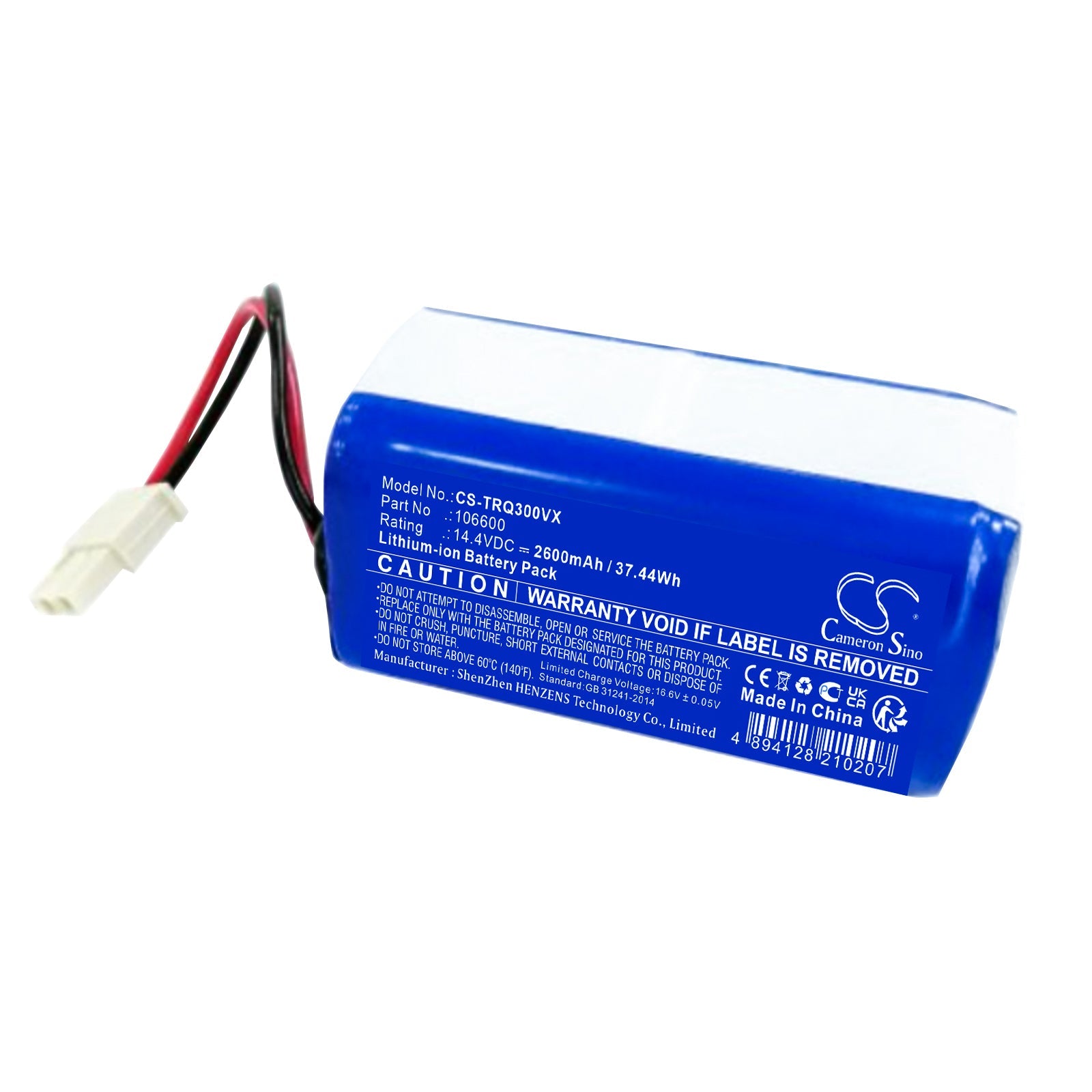 Li-ion, Vacuum Battery fits Tesla Iq100, Iq300, 14.4V, 2600mAh Vacuum Cameron Sino Technology Limited