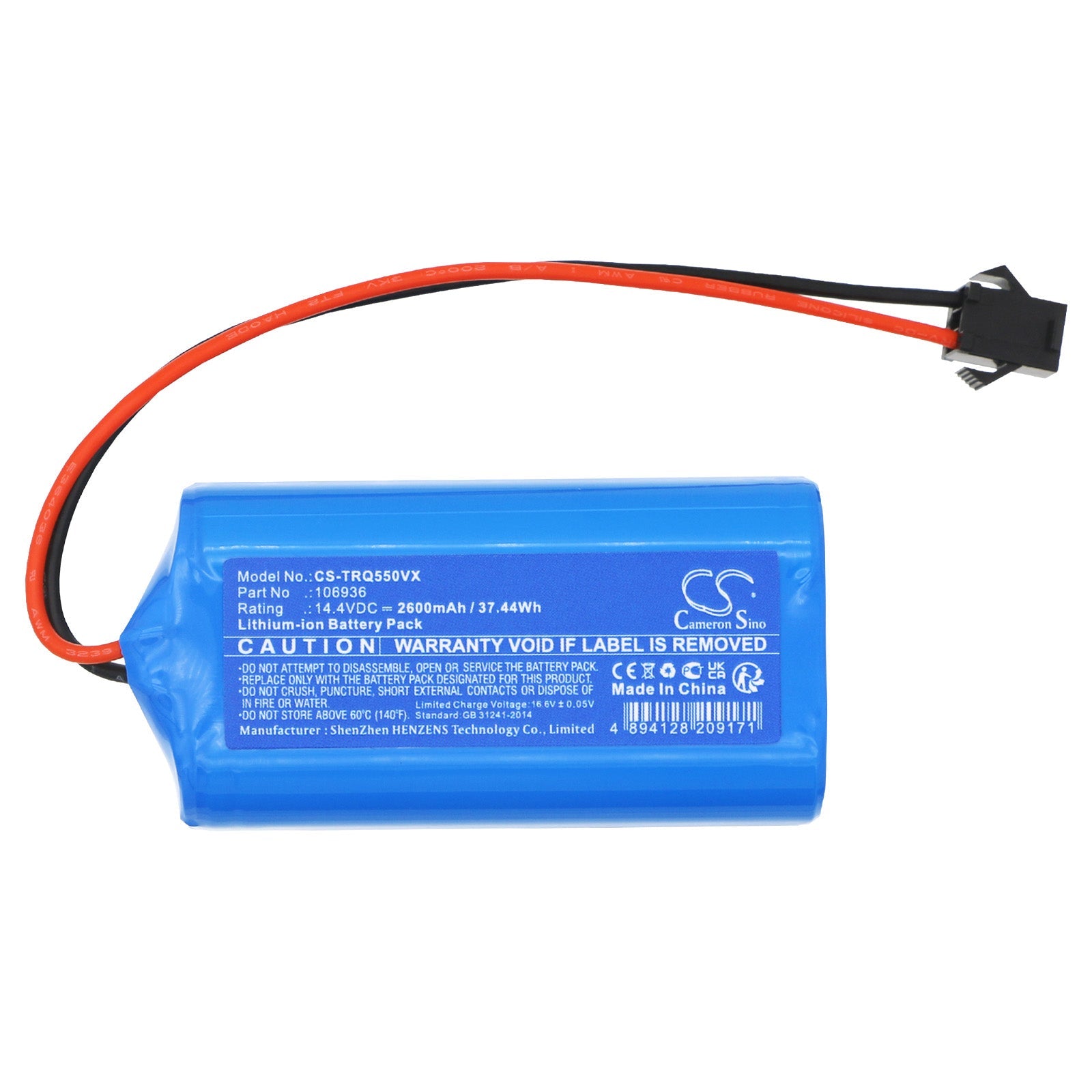 Li-ion, Vacuum Battery fits Tesla Robostar Iq550, 14.4V, 2600mAh Vacuum Cameron Sino Technology Limited