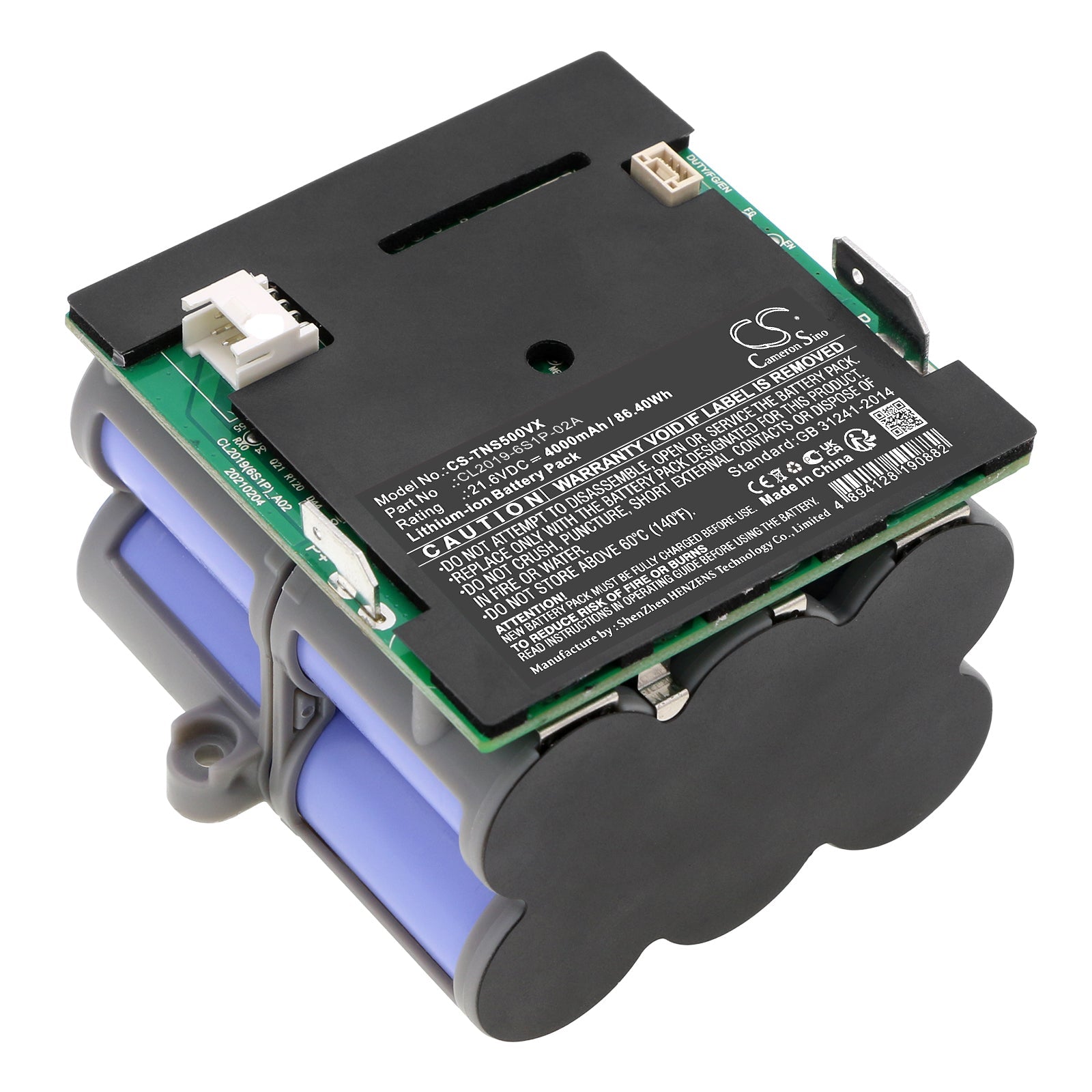 Li-ion, Vacuum Battery fits Tineco Ifloor S5 Fw160100cn, 21.6V, 4000mAh Vacuum Cameron Sino Technology Limited