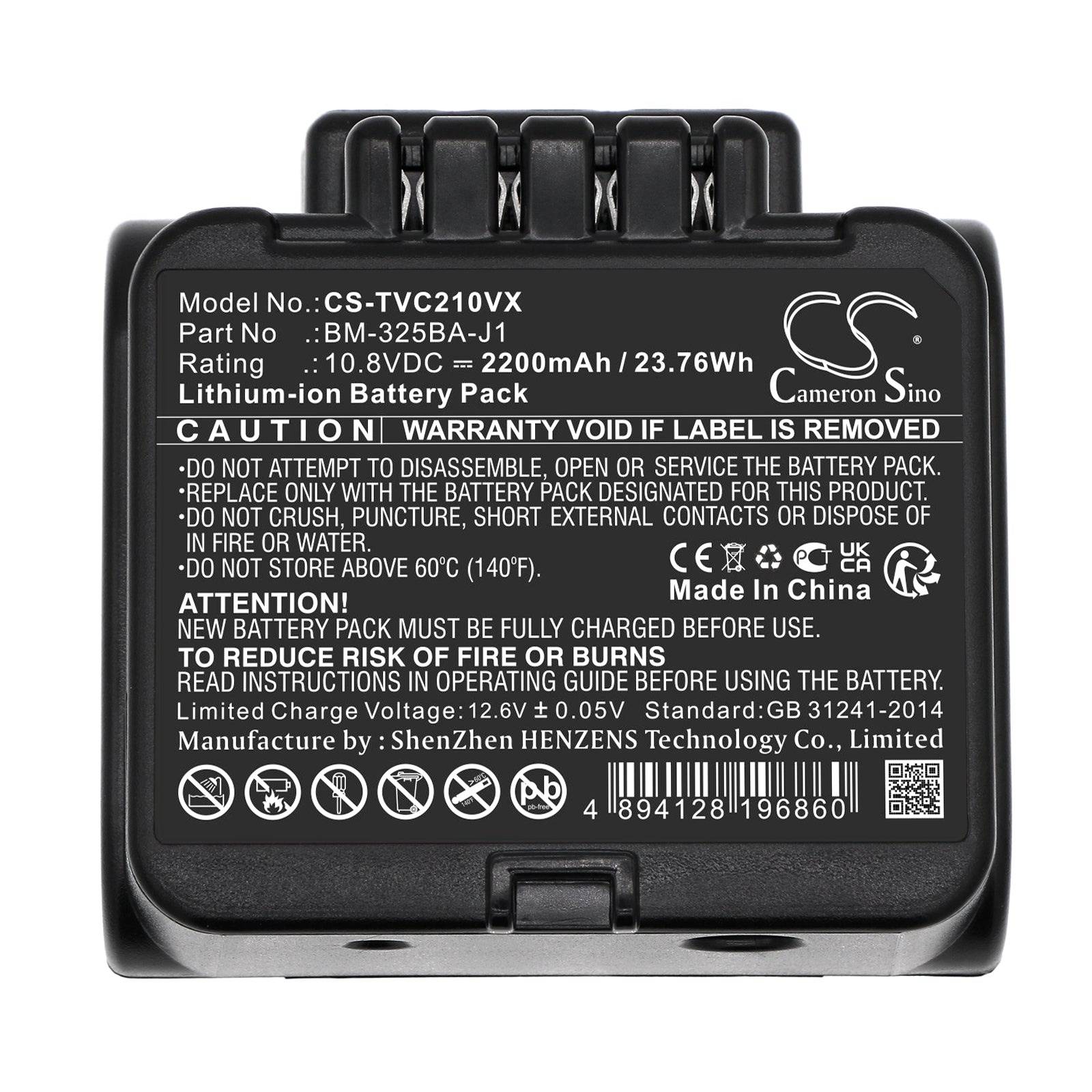 Li-ion, Vacuum Battery fits Toshiba Vc-clw21, Vc-clw21-n, 10.8V, 2200mAh Vacuum Cameron Sino Technology Limited