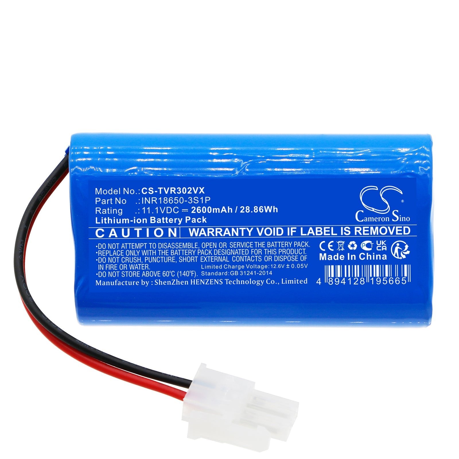 Li-ion, Vacuum Battery fits Total Tvcrr30201, 11.1V, 2600mAh Vacuum Cameron Sino Technology Limited