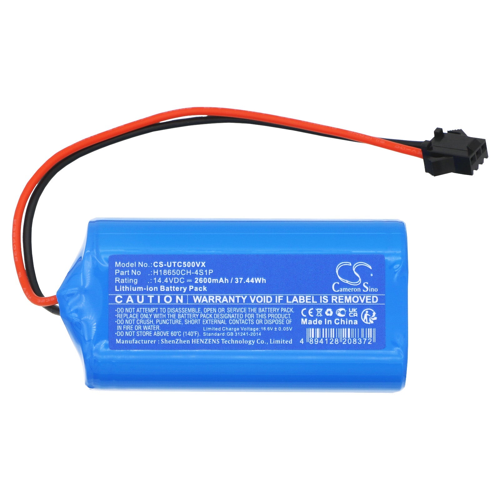 Li-ion, Vacuum Battery fits Ultenic D5s, D5s Pro, 14.4V, 2600mAh Vacuum Cameron Sino Technology Limited