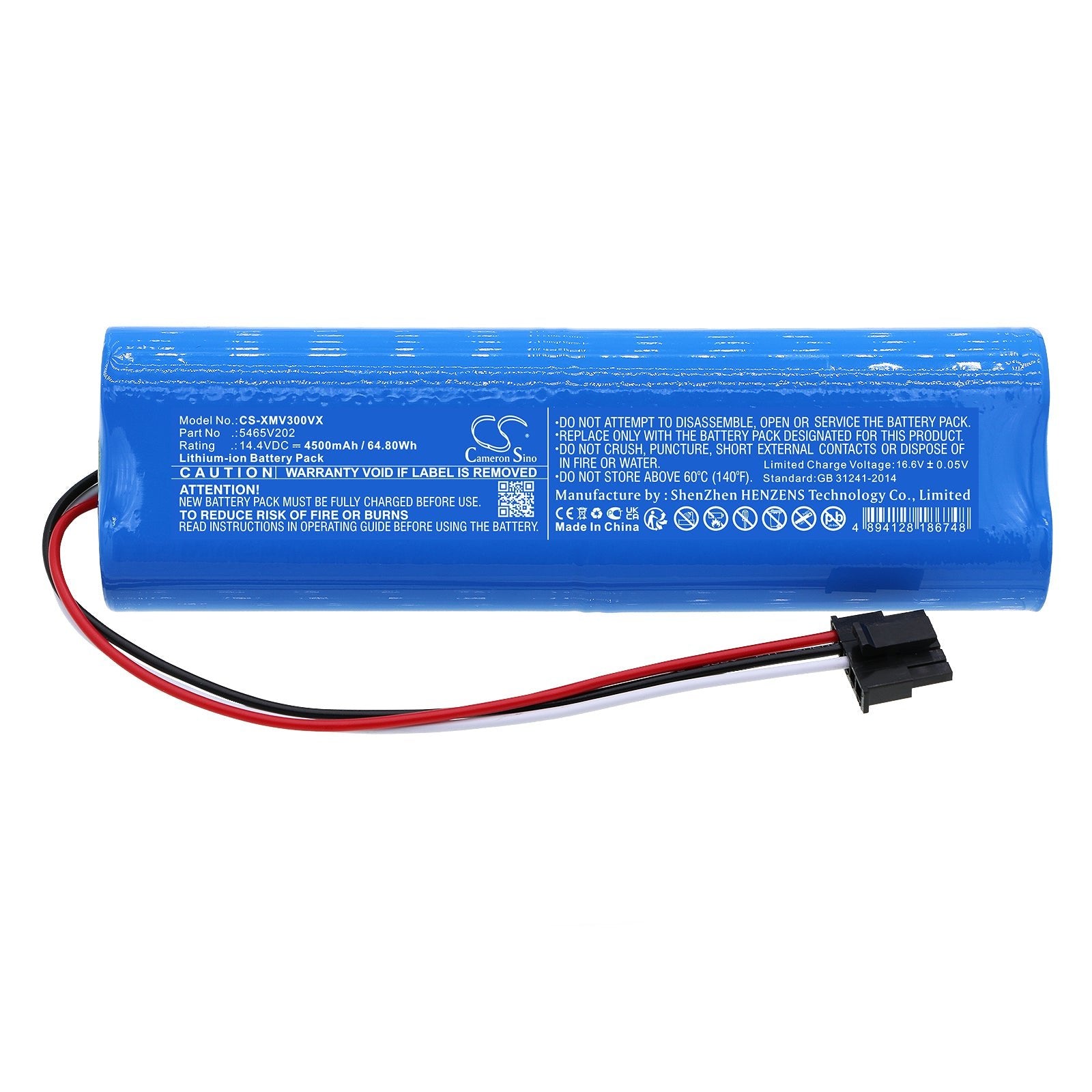 Li-ion, Vacuum Battery fits Viomi V3, Xiaomi Viomi V3, 14.4V, 4500mAh Vacuum Cameron Sino Technology Limited