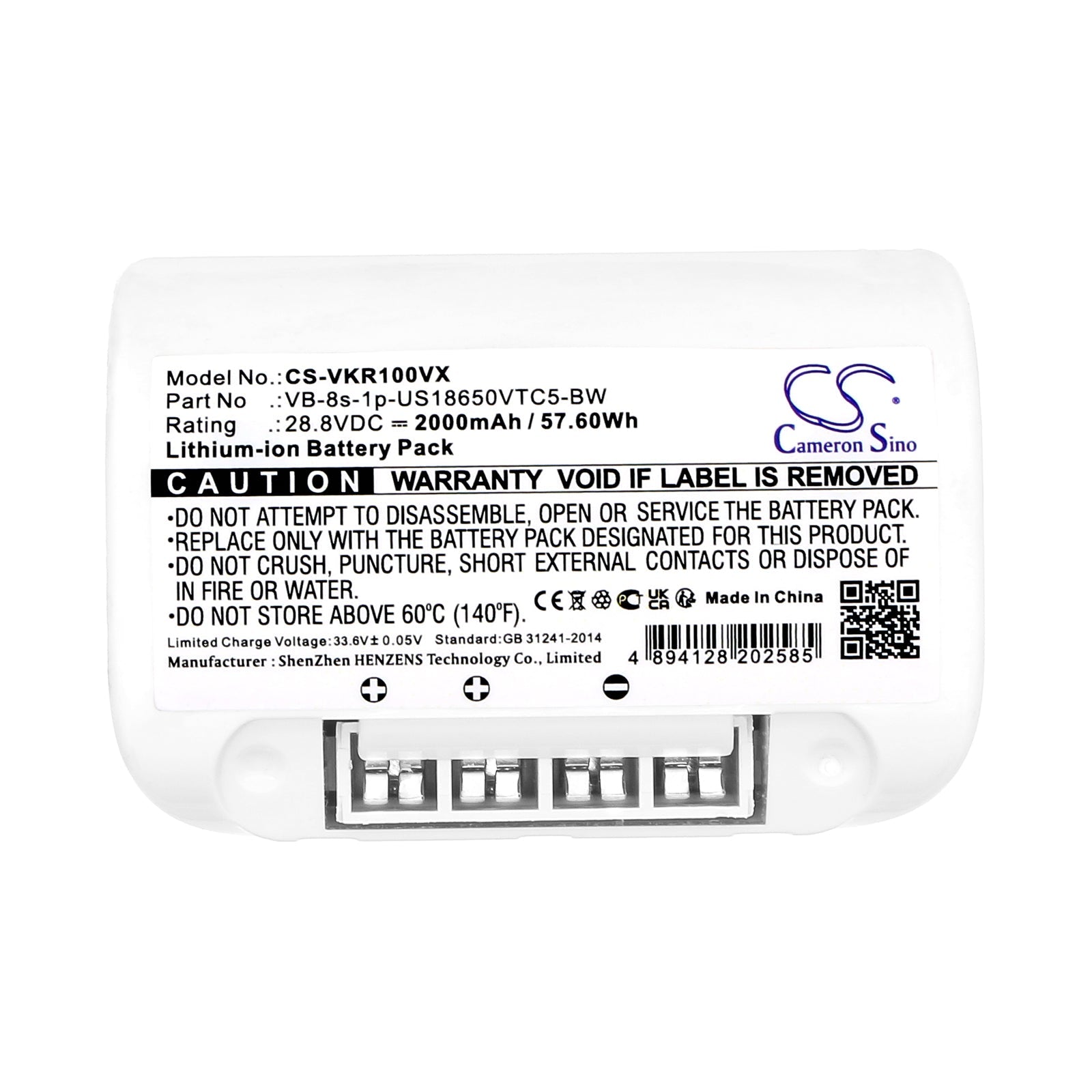 Li-ion, Vacuum Battery fits Vorwerk Kobold Vb100, 28.8V, 2000mAh Vacuum Cameron Sino Technology Limited