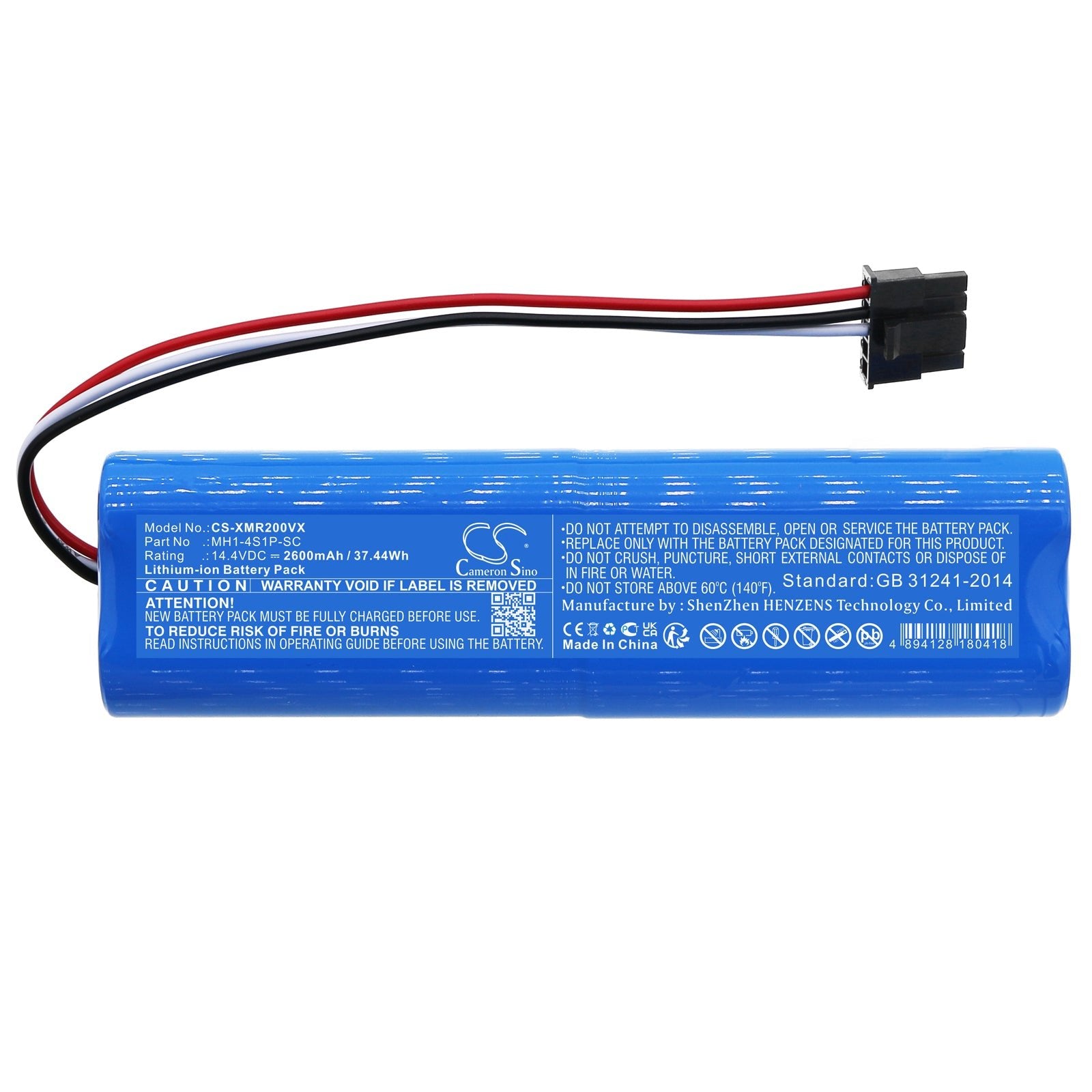 Li-ion, Vacuum Battery fits Xiaomi Mi Robot Vacuum Mop P, Mijia 2, 14.4V, 2600mAh CS-XMR200VX Vacuum Cameron Sino Technology Limited