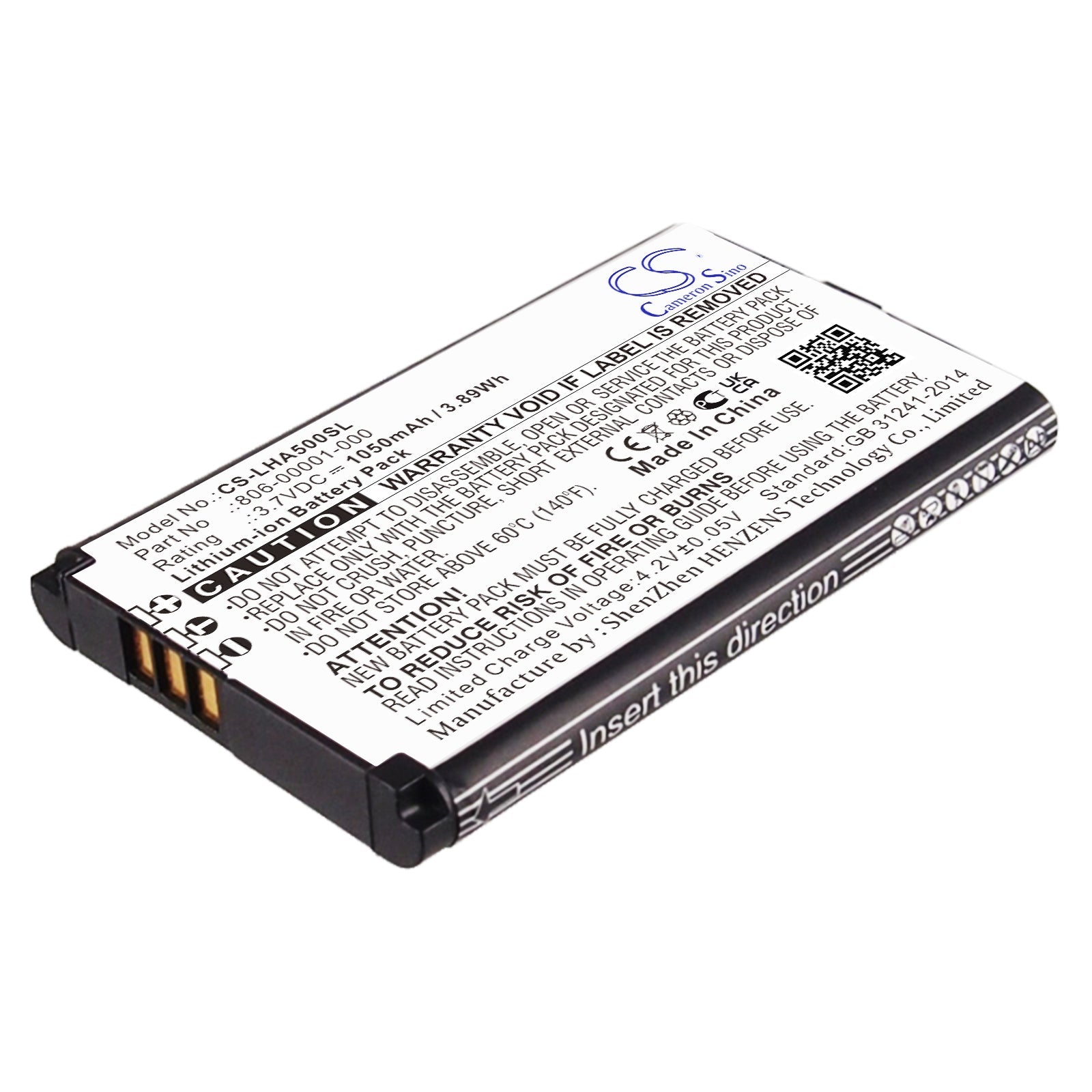 Li-ion, Wireless Headset Battery fits Lightspeed A500, Aviation, 3.7V, 1050mAh Wireless Headset Cameron Sino Technology Limited