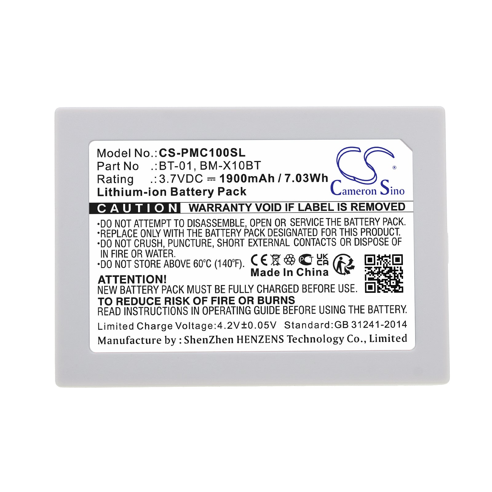 Li-ion, Wireless Headset Battery fits Pliant 00004394, 4445, 3.7V, 1900mAh Wireless Headset Cameron Sino Technology Limited