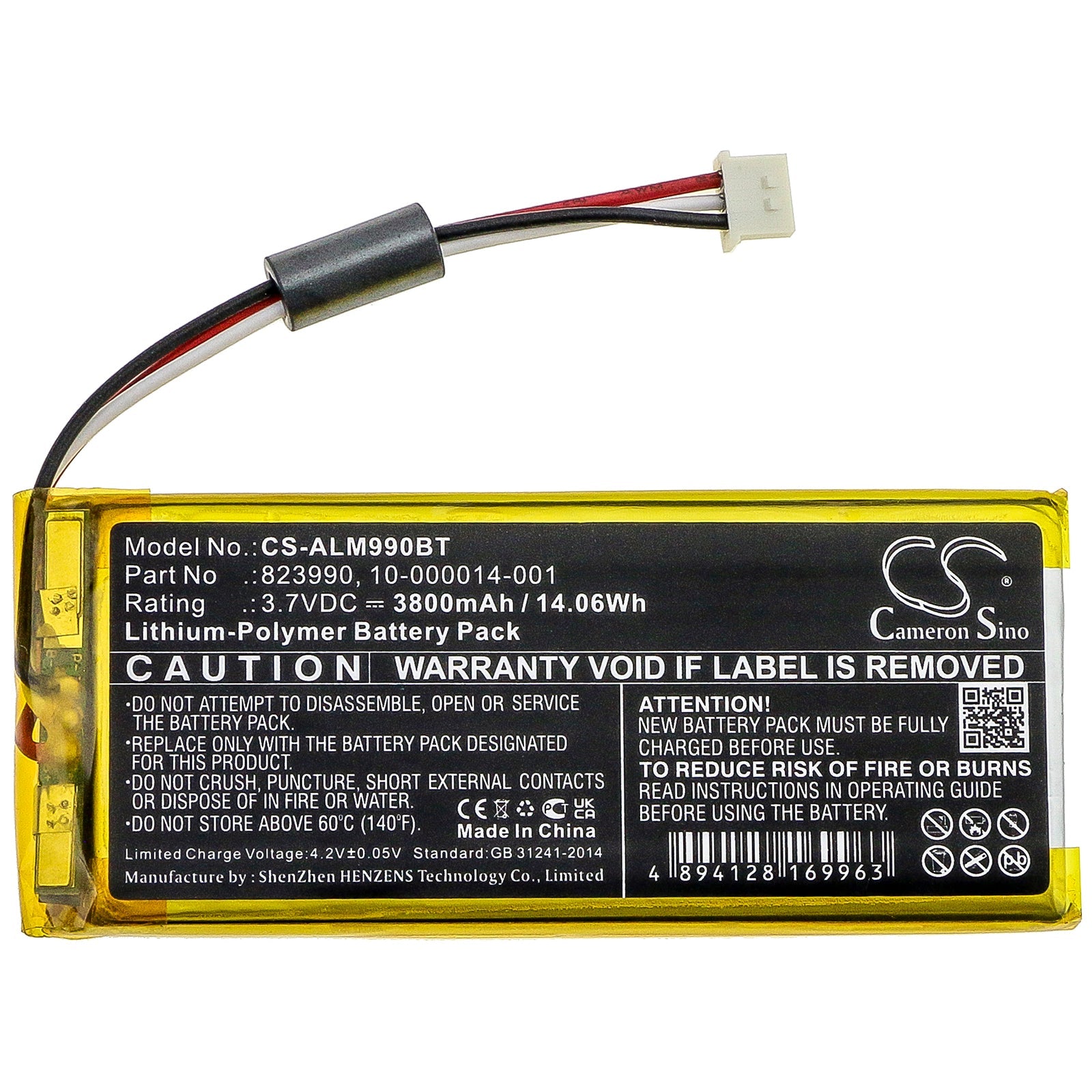 Li-MnO2 Battery fits Adt, Panel Smartthings 3.7V, 3800mAh Home Electronics Cameron Sino Technology Limited