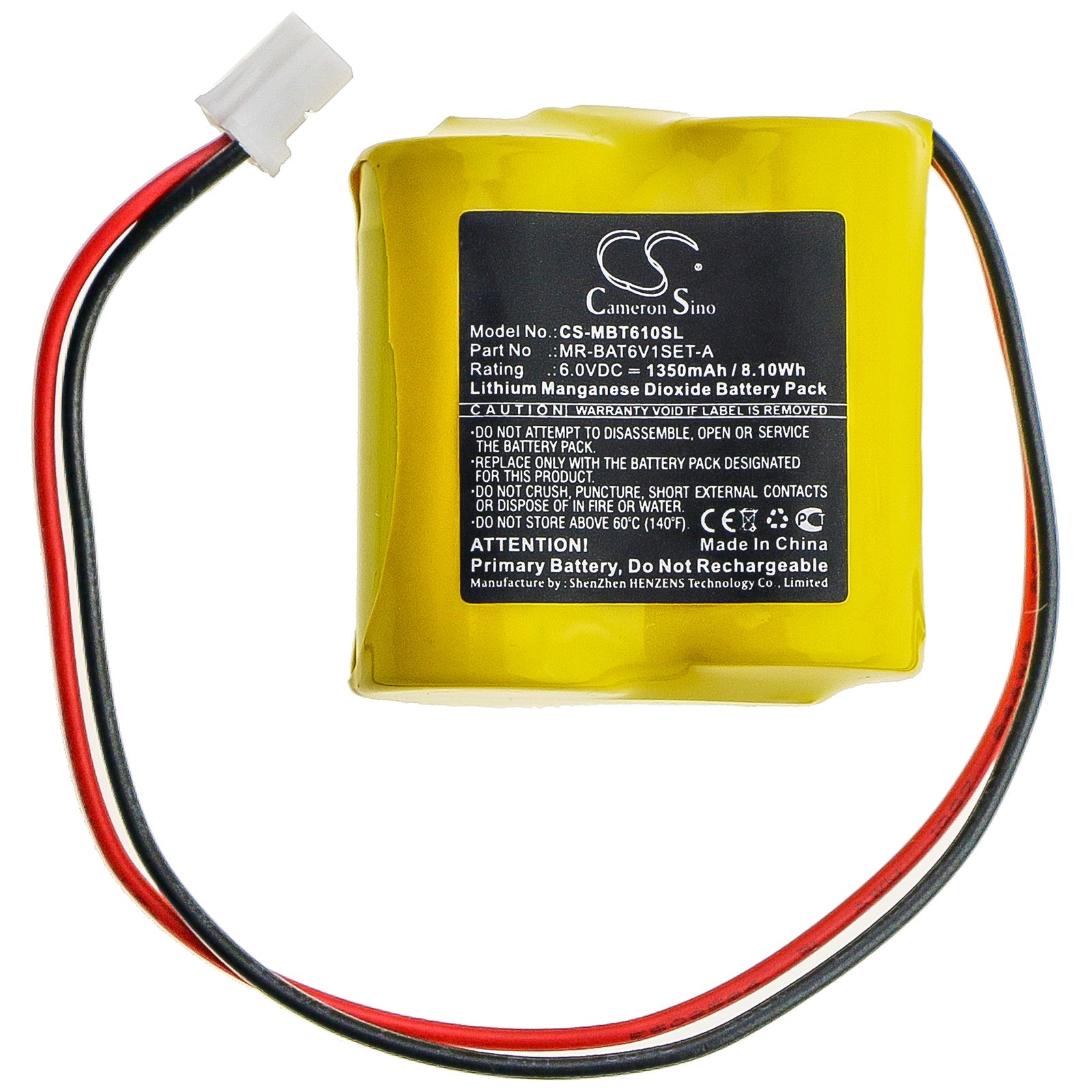 Li-MnO2 Battery fits Mitsubishi, Mr-bat6v1set-a 6.0V, 1350mAh PLC Cameron Sino Technology Limited