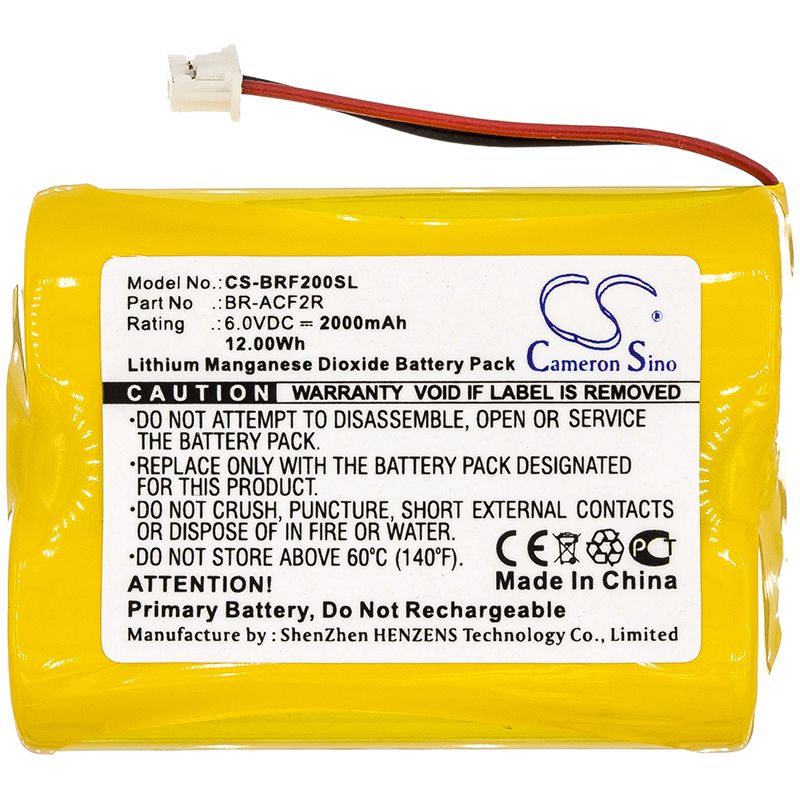 Li-MnO2 Battery fits Panasonic, Br-acf2r, Note 6.0V, 2000mAh PLC Cameron Sino Technology Limited