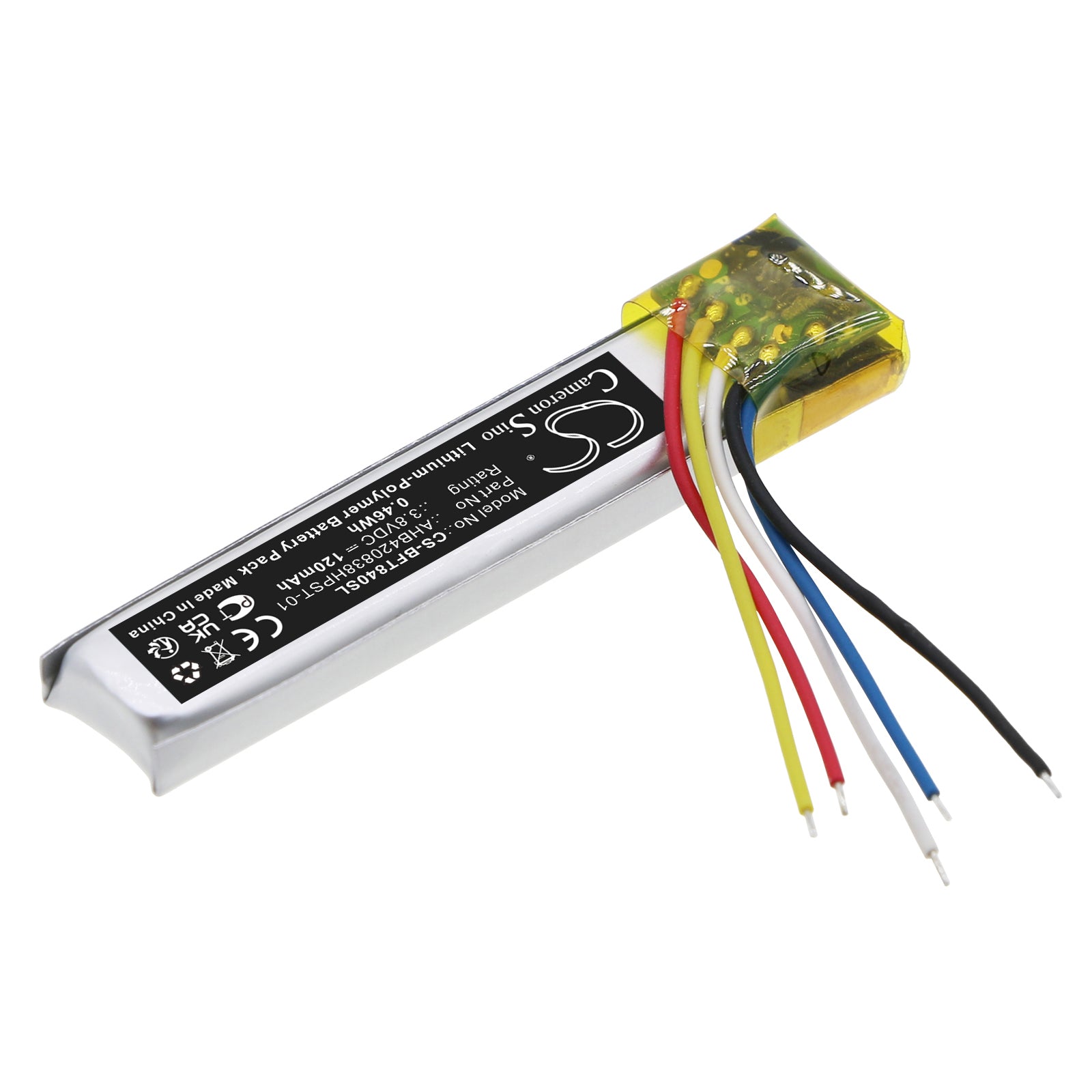 Li-Polymer, 3D Glasses Battery fits Bose 840667-0100, Frames Alto, 3.8V, 120mAh 3D Glasses Cameron Sino Technology Limited