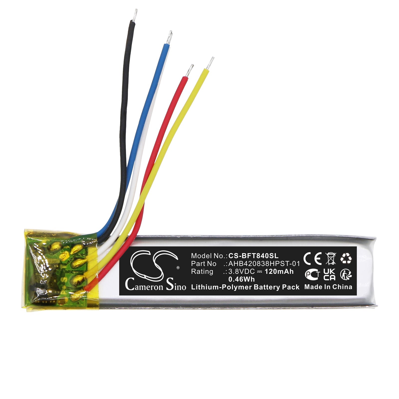 Li-Polymer, 3D Glasses Battery fits Bose 840667-0100, Frames Alto, 3.8V, 120mAh 3D Glasses Cameron Sino Technology Limited