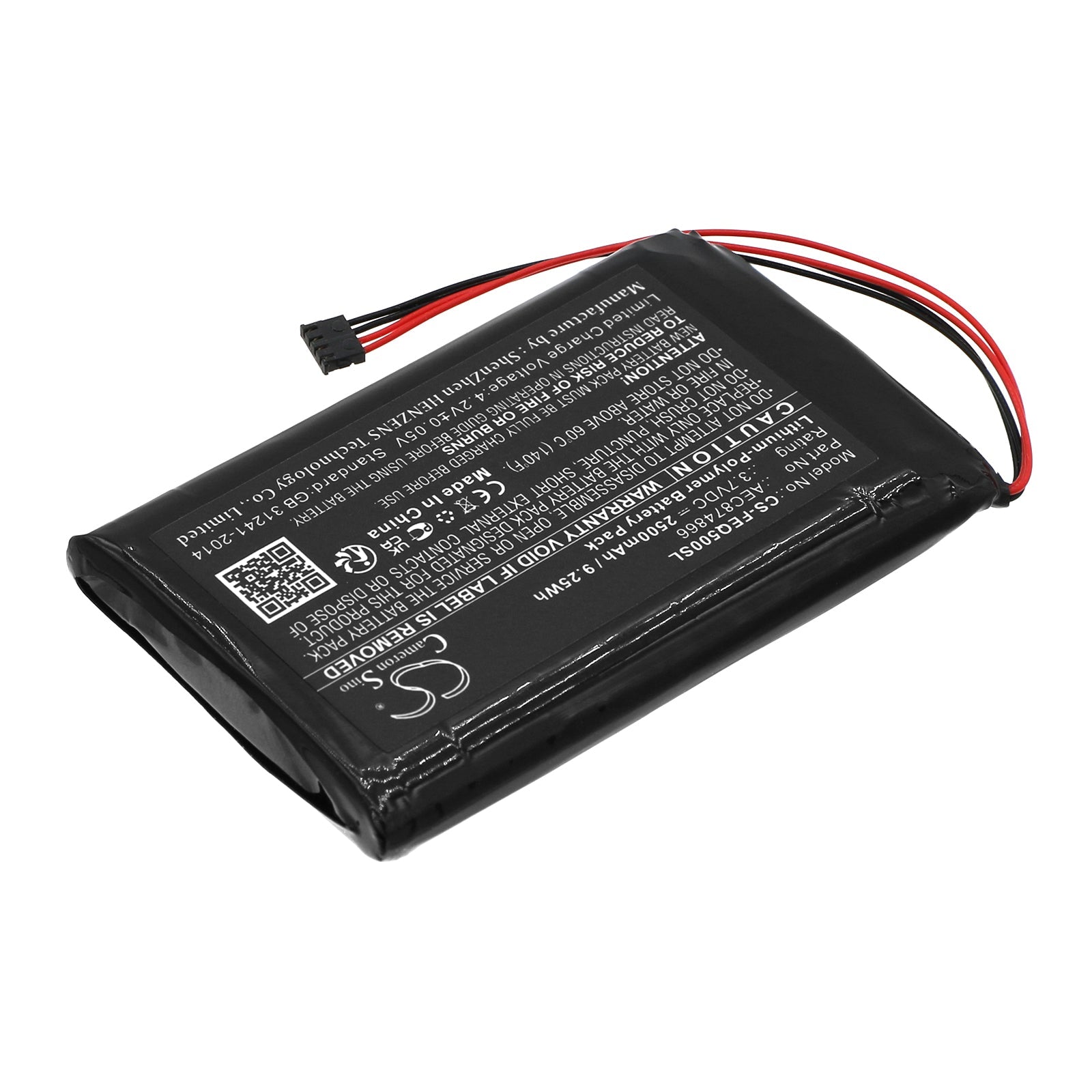Li-Polymer, Amplifier Battery fits Fiio Q5, 3.7V, 2500mAh Amplifier Cameron Sino Technology Limited