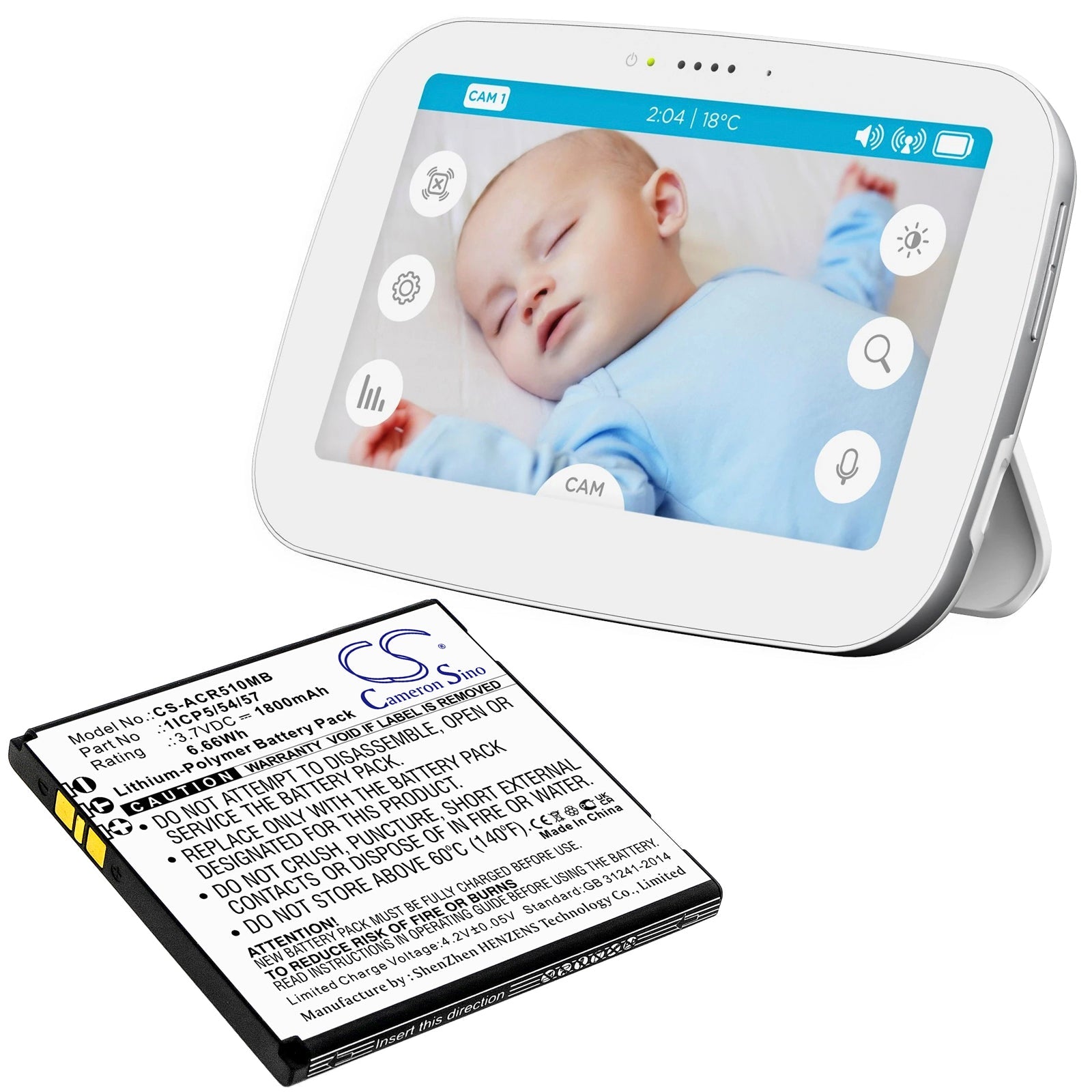 Li-Polymer, BabyPhone Battery fits Angelcare Ac310, Ac315, 3.7V, 1800mAh BabyPhone Cameron Sino Technology Limited