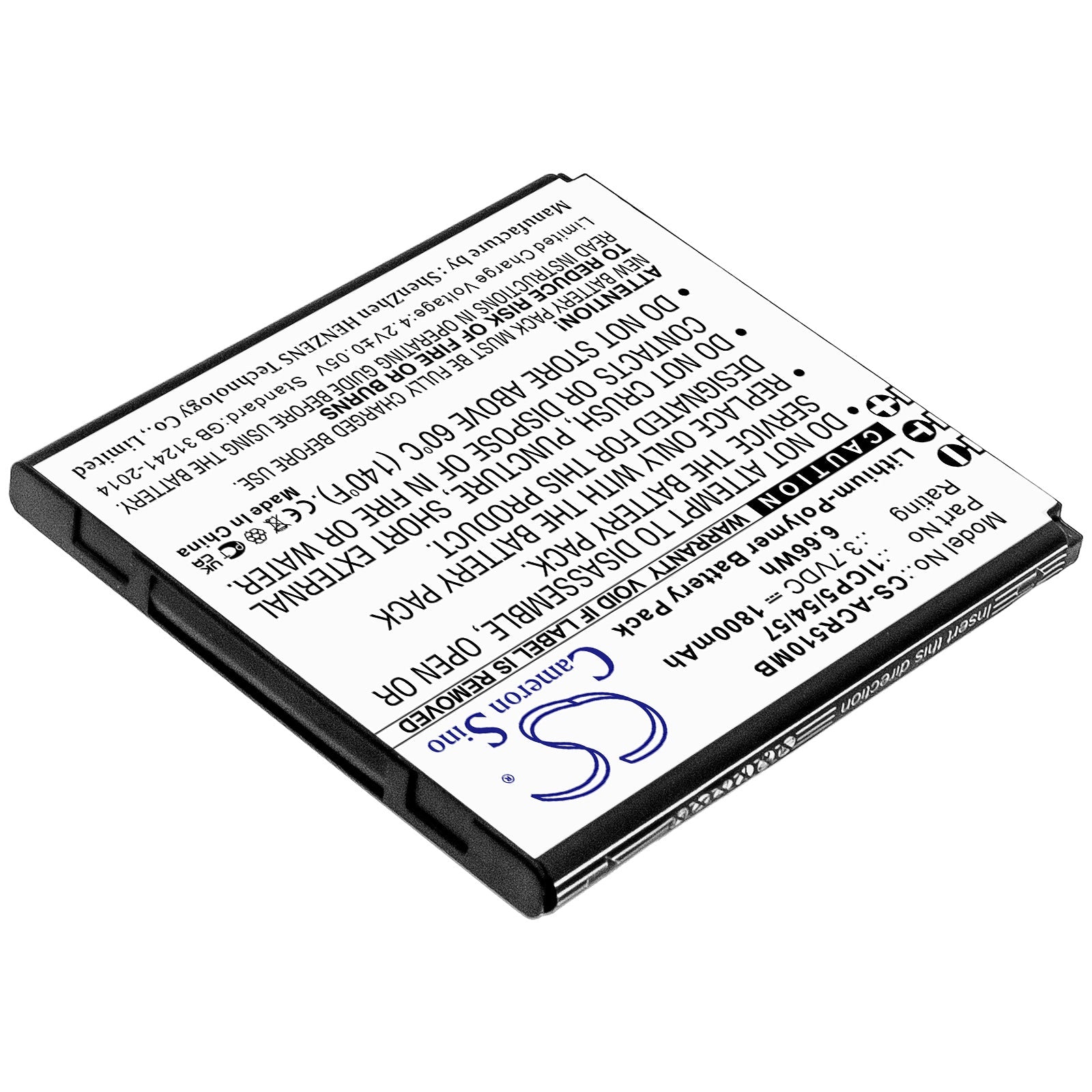 Li-Polymer, BabyPhone Battery fits Angelcare Ac310, Ac315, 3.7V, 1800mAh BabyPhone Cameron Sino Technology Limited