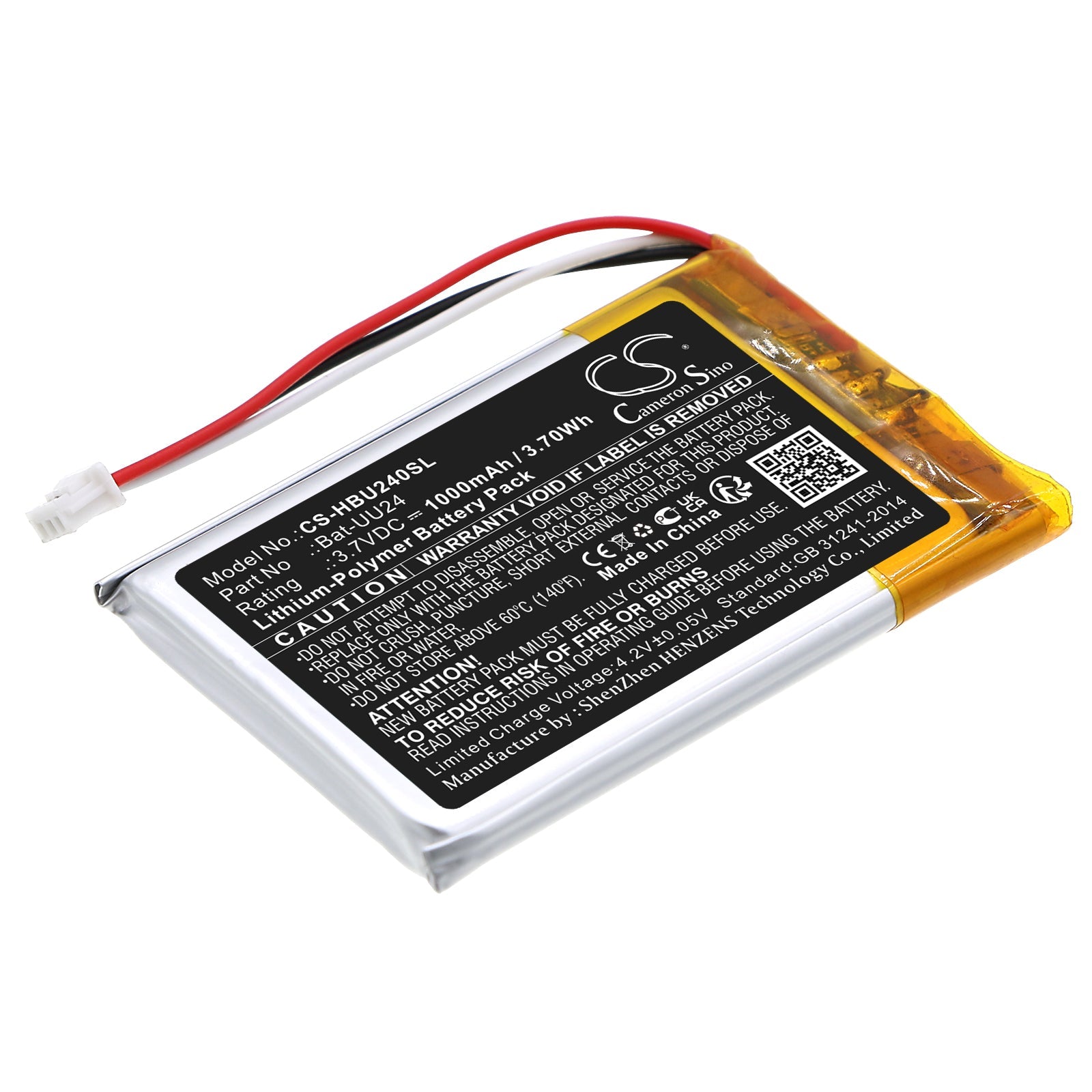 Li-Polymer, BabyPhone Battery fits Ghb Uu24, Uu24rx, 3.7V, 1000mAh BabyPhone Cameron Sino Technology Limited