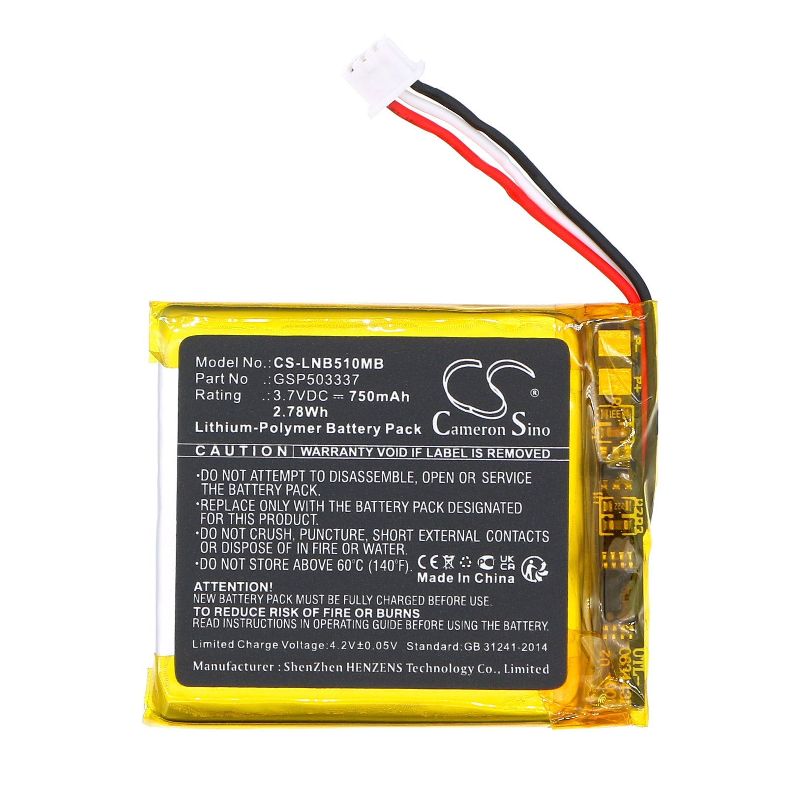 Li-Polymer, BabyPhone Battery fits Lionelo Babyline 5.1, 3.7V, 750mAh BabyPhone Cameron Sino Technology Limited