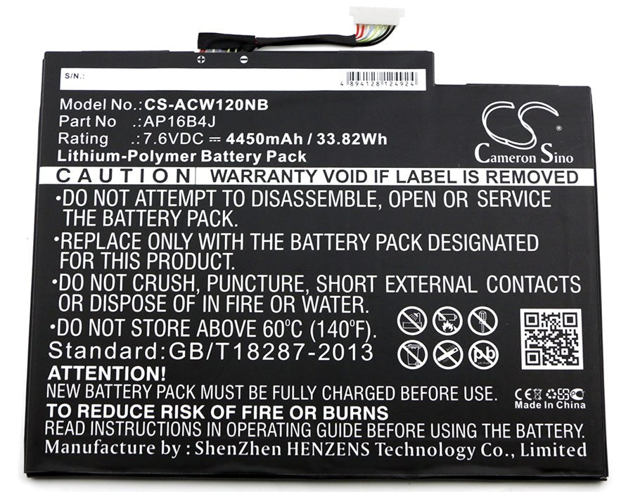 Li-Polymer Battery fits Acer, Aspire Switch Alpha 12, Sa5-271 7.6V, 4450mAh Notebook & Laptop Cameron Sino Technology Limited